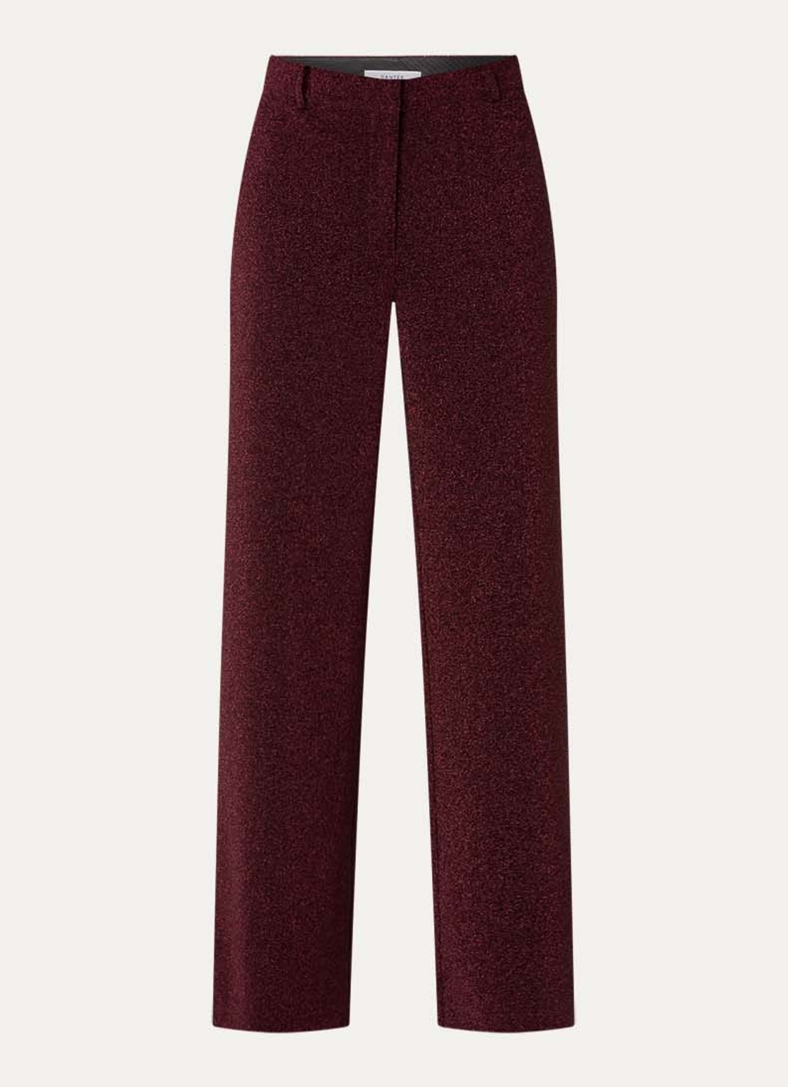 Dante 6 Noemia high waist straight fit pantalon met lurex - voorkant 2 bordeauxrood