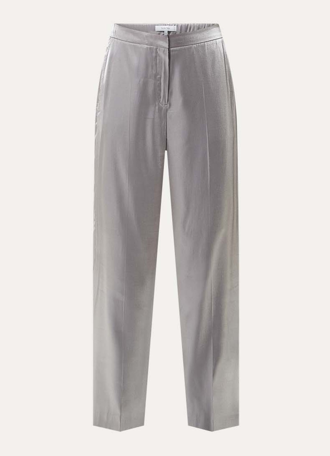 Dante 6 Purity mid waist wide fit pantalon met glanzende finish - voorkant 2 zilver