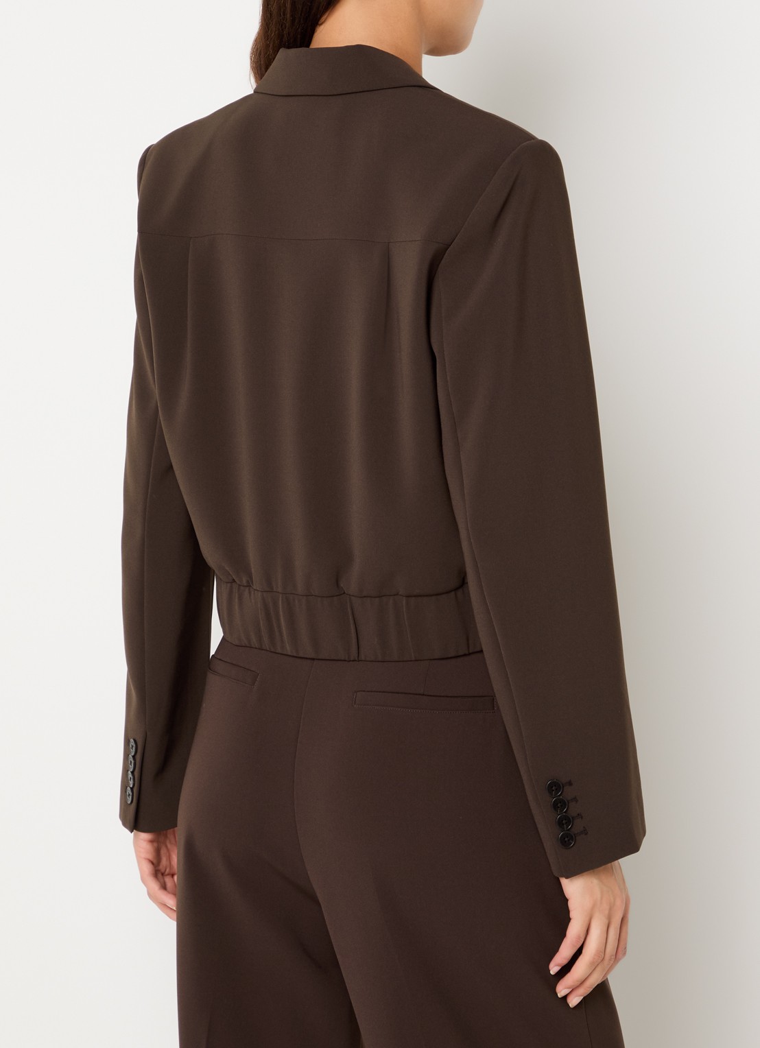 Dante 6 Reilley cropped blazer met borstzak - achterkant 4 donkerbruin