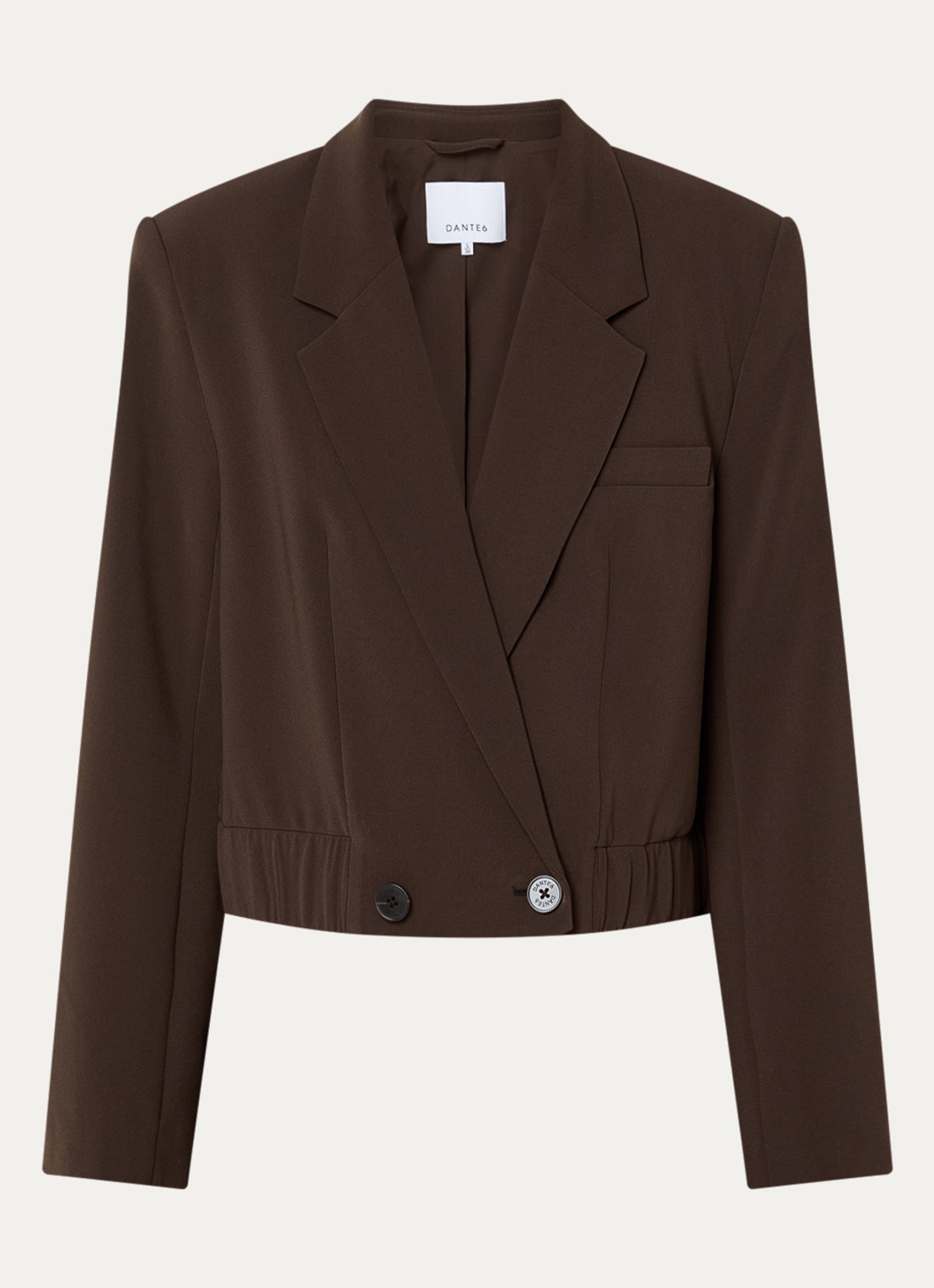 Dante 6 Reilley cropped blazer met borstzak - voorkant donkerbruin
