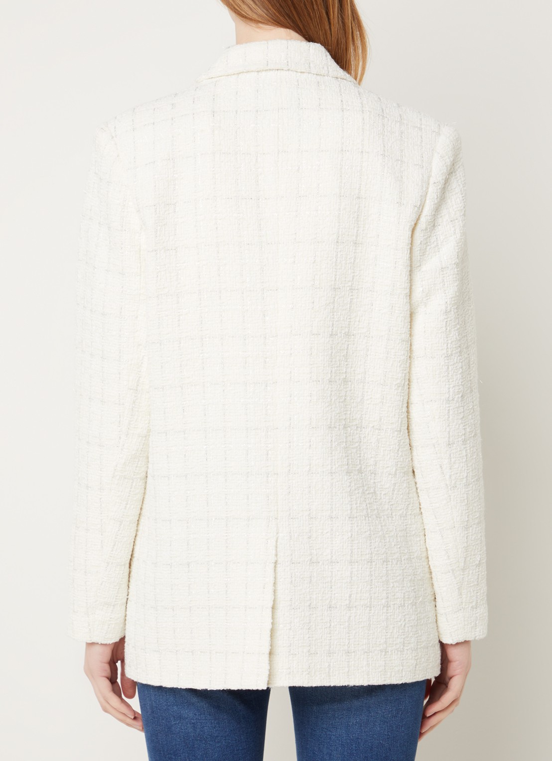 Dante 6 Renoir double-breasted blazer van bouclé met klepzakken  - achterkant 3 creme