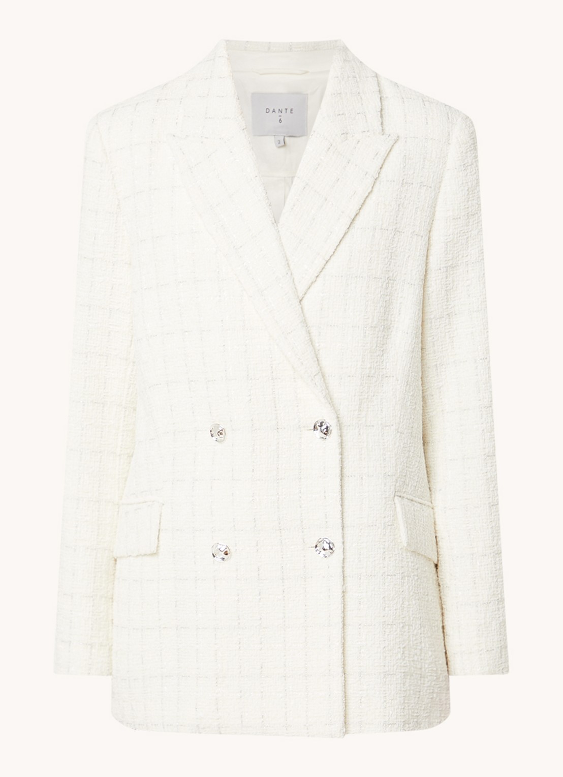 Dante 6 Renoir double-breasted blazer van bouclé met klepzakken  - voorkant creme