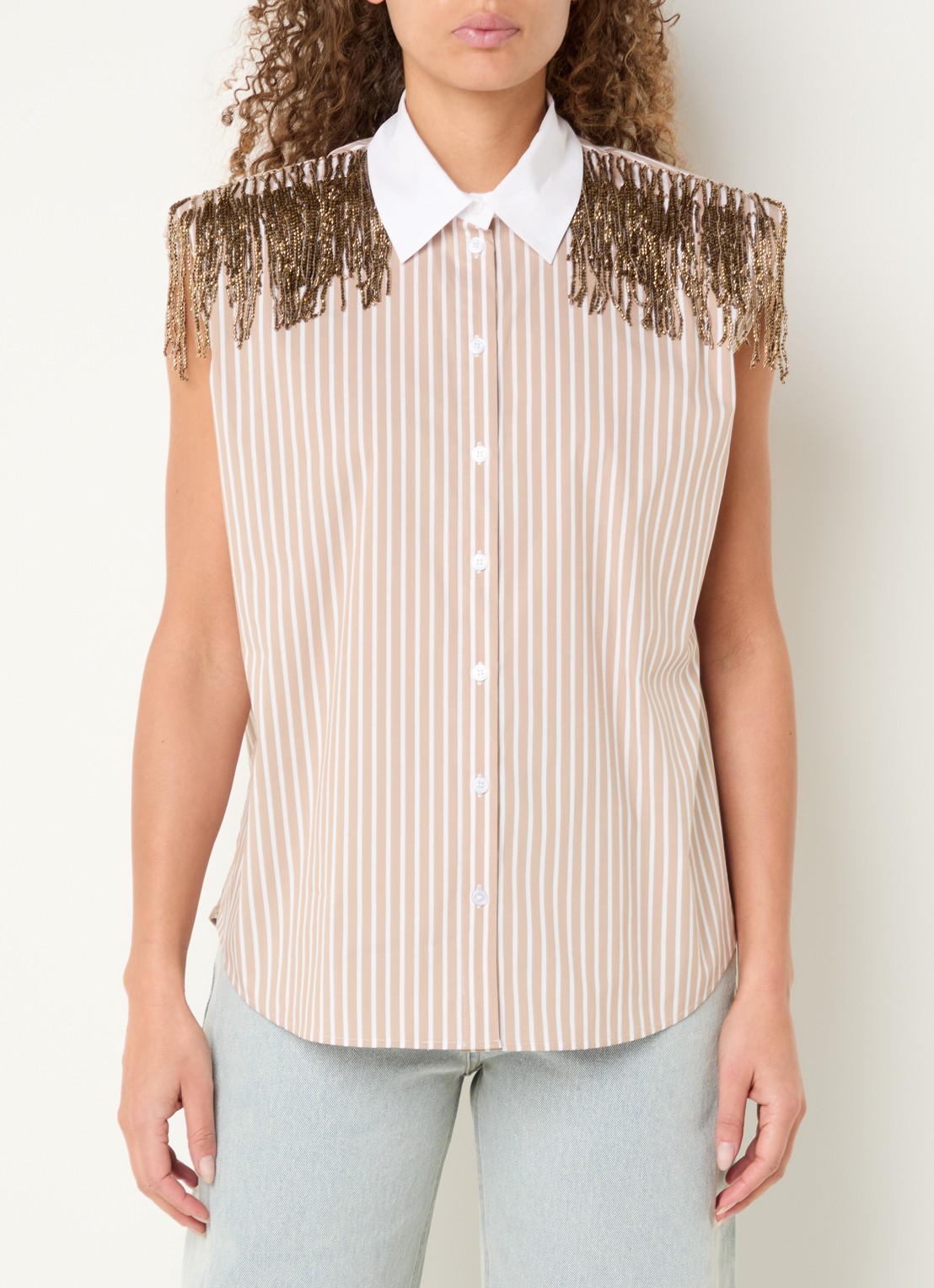 Dante 6 Rhobin blouse met kralendecoratie - detail 4 beige