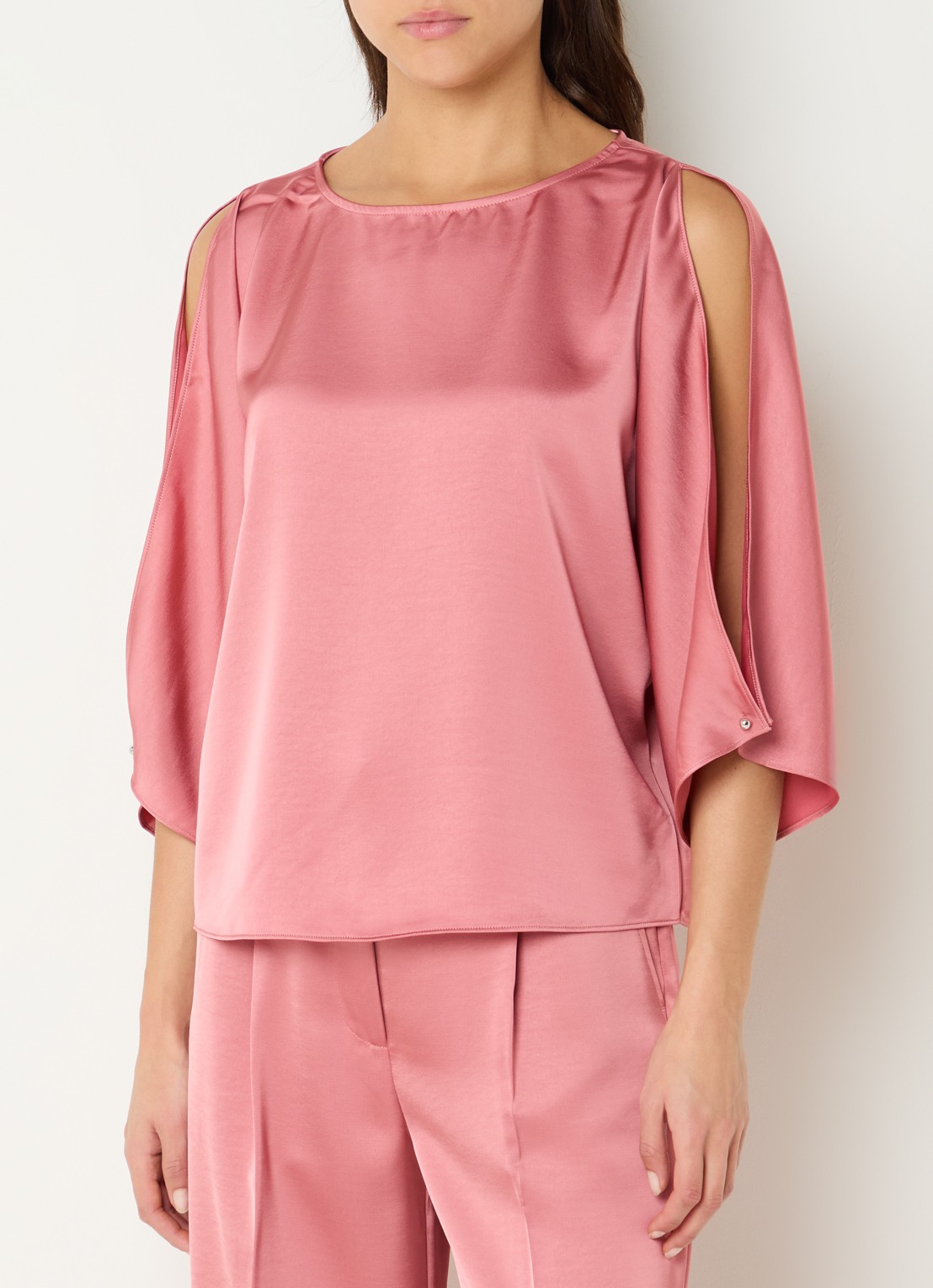 Dante 6 Risette top van satijn  - detail 3 roze
