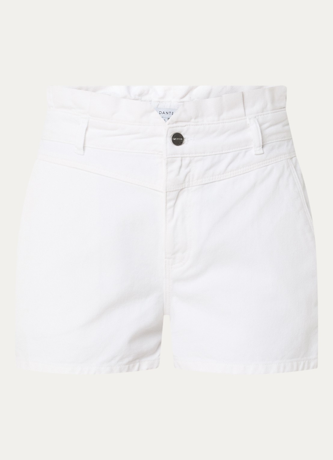 Dante 6 Rosie high waist loose fit korte broek met steekzakken - voorkant 3 wit