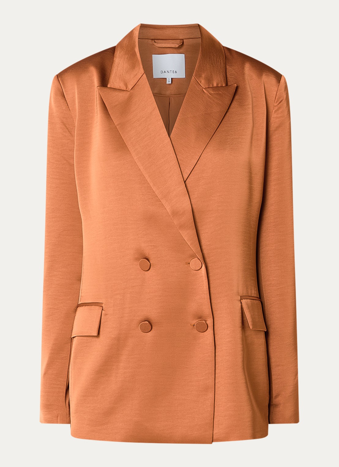 Dante 6 Sevignu blazer van satijn met steekzakken - voorkant 2 oranjebruin