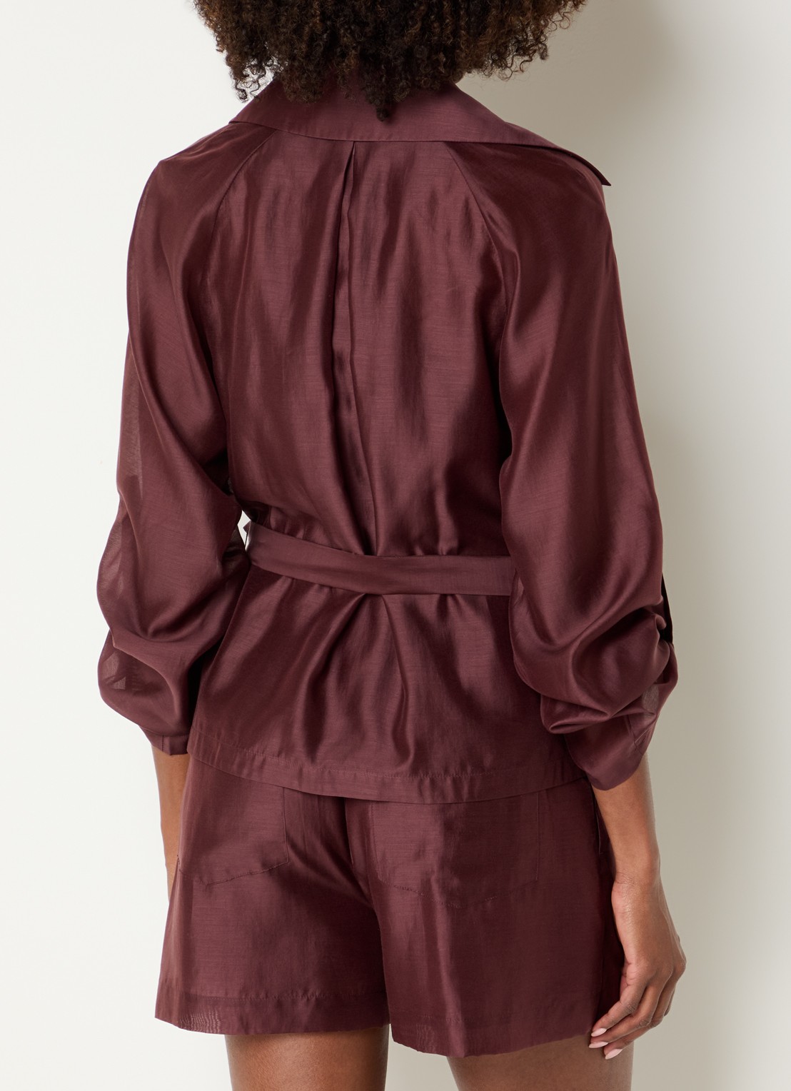 Dante 6 Svea blazer met ceintuur - achterkant 3 kastanjebruin