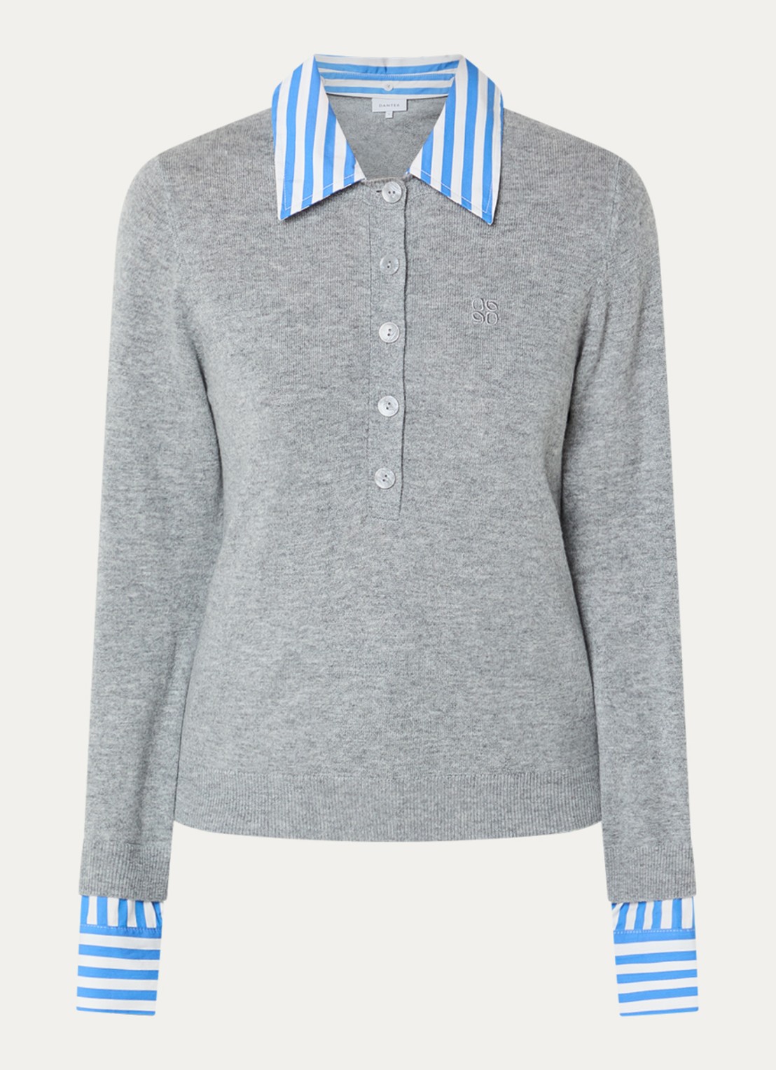 Dante 6 Thames sweater met kraag - voorkant grijs