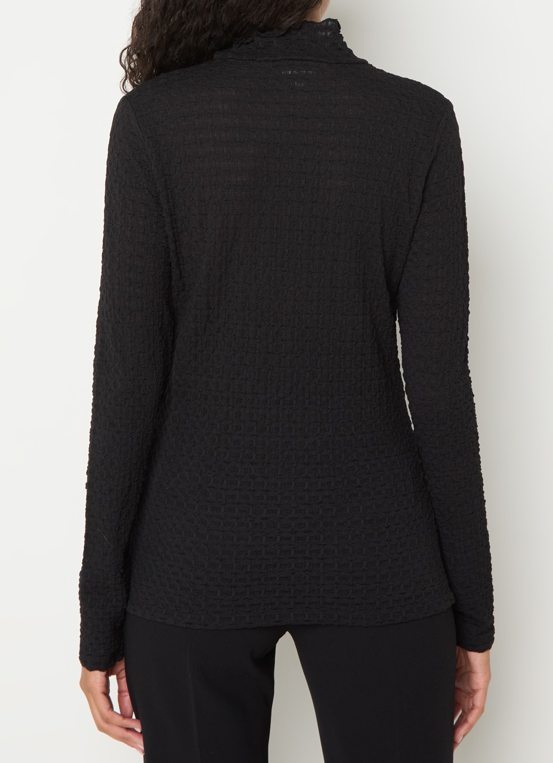 Dante 6 Zane longsleeve met structuur en opstaande kraag - achterkant 5 zwart