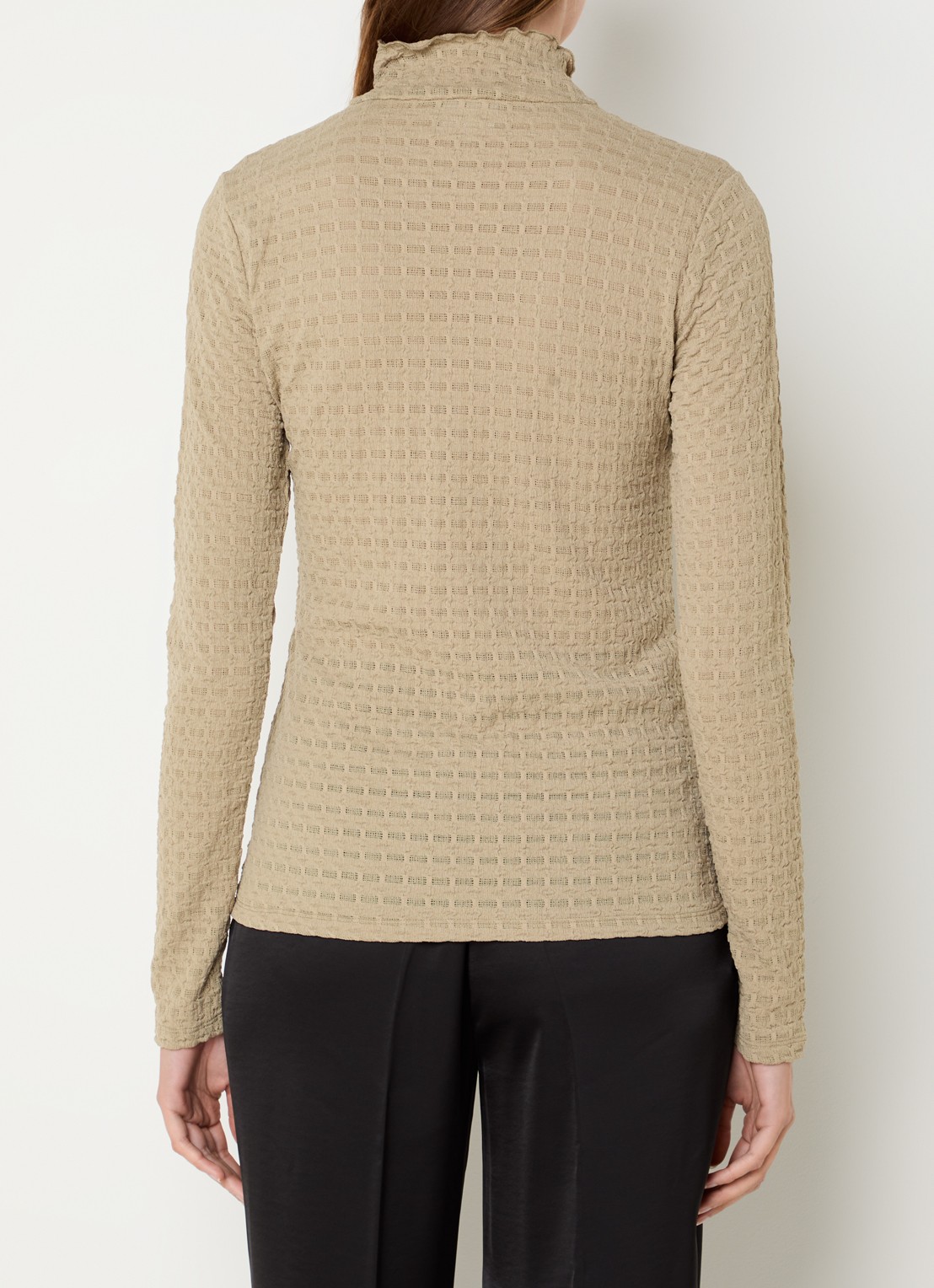 Dante 6 Zane longsleeve met structuur en opstaande kraag - achterkant 4 khaki