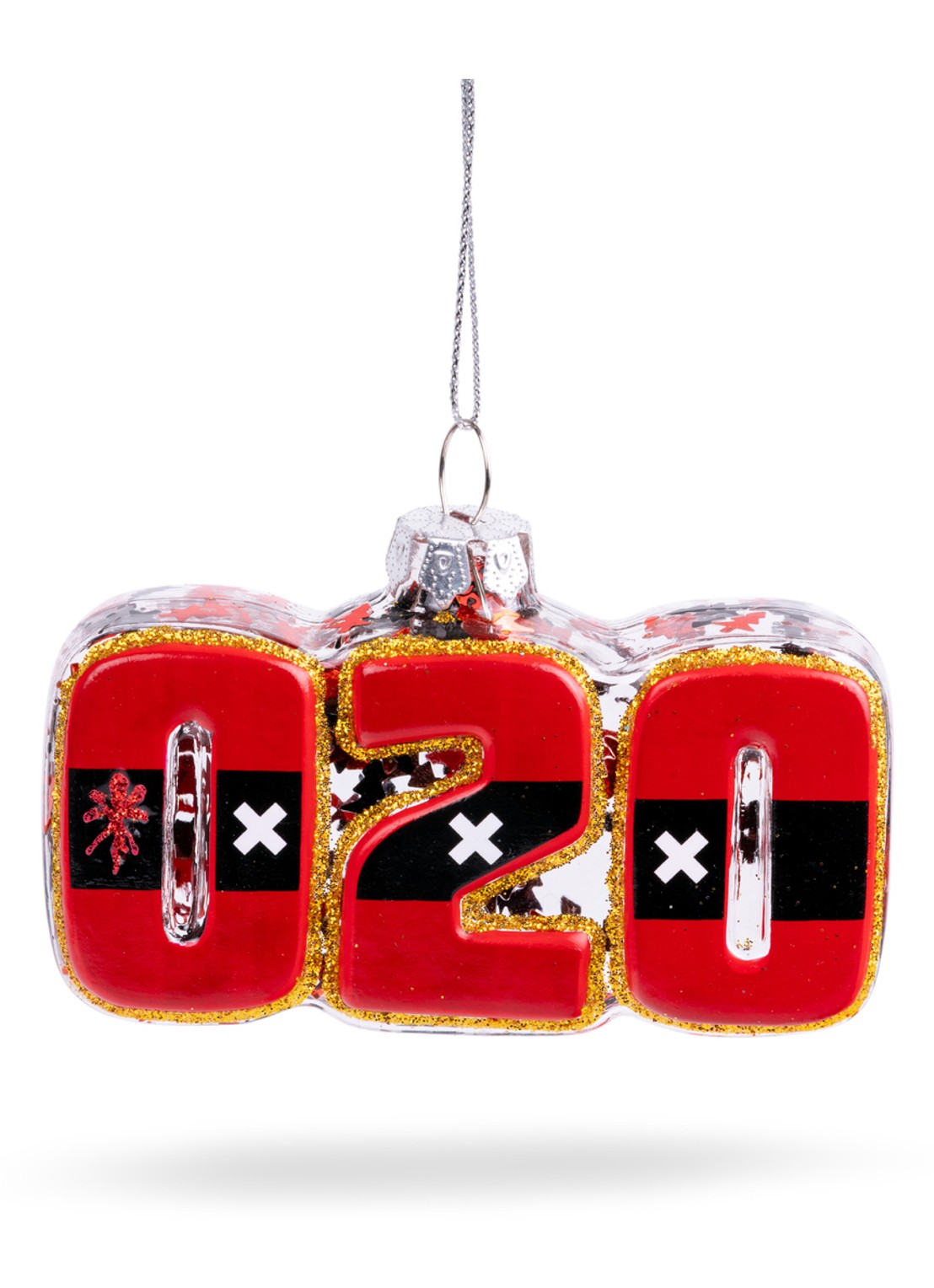 De Ballen Uit 020 Netnummer kersthanger 4,5 cm - voorkant 2 rood