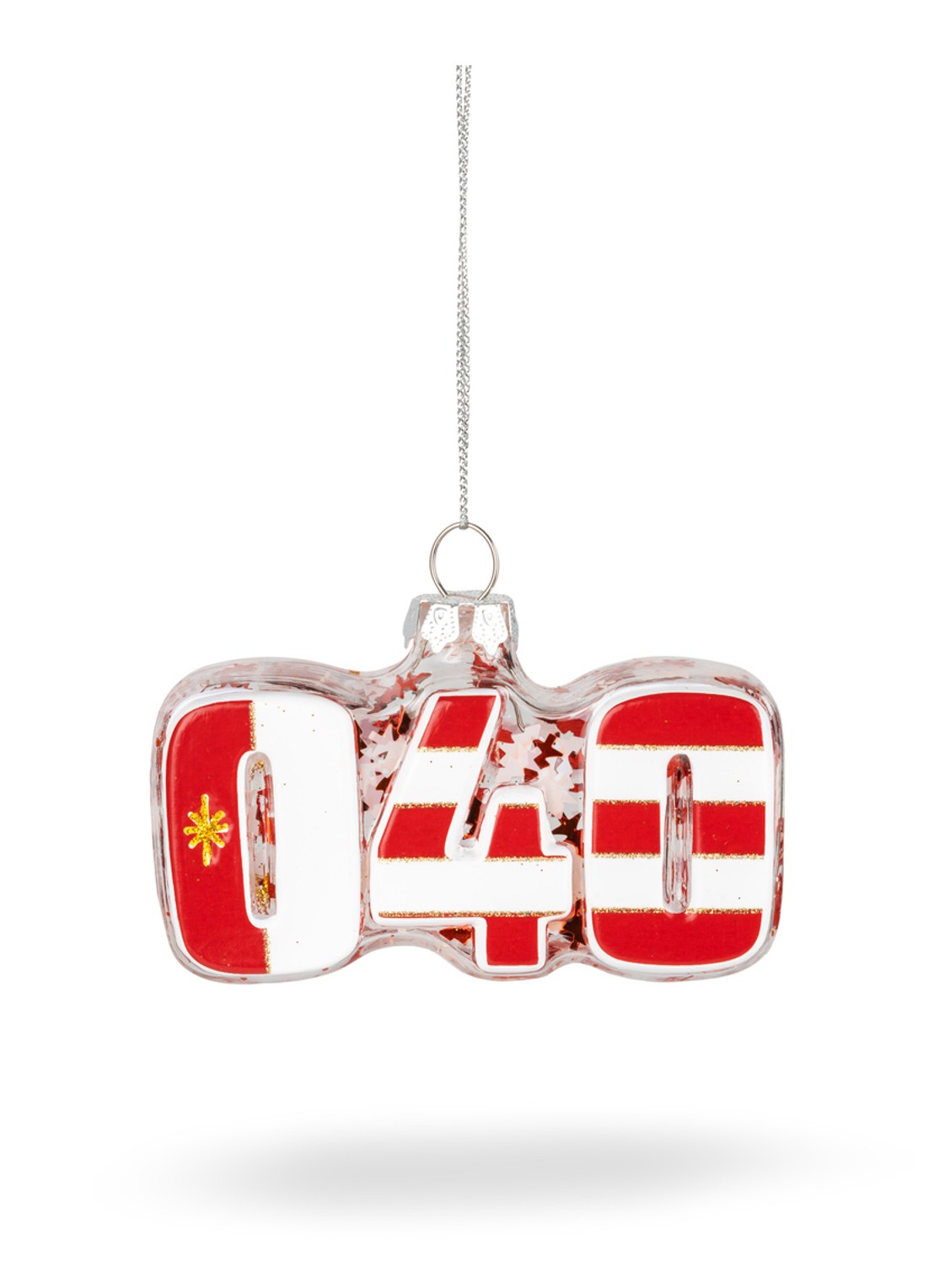 De Ballen Uit 040 Netnummer kersthanger 4,5 cm - voorkant rood
