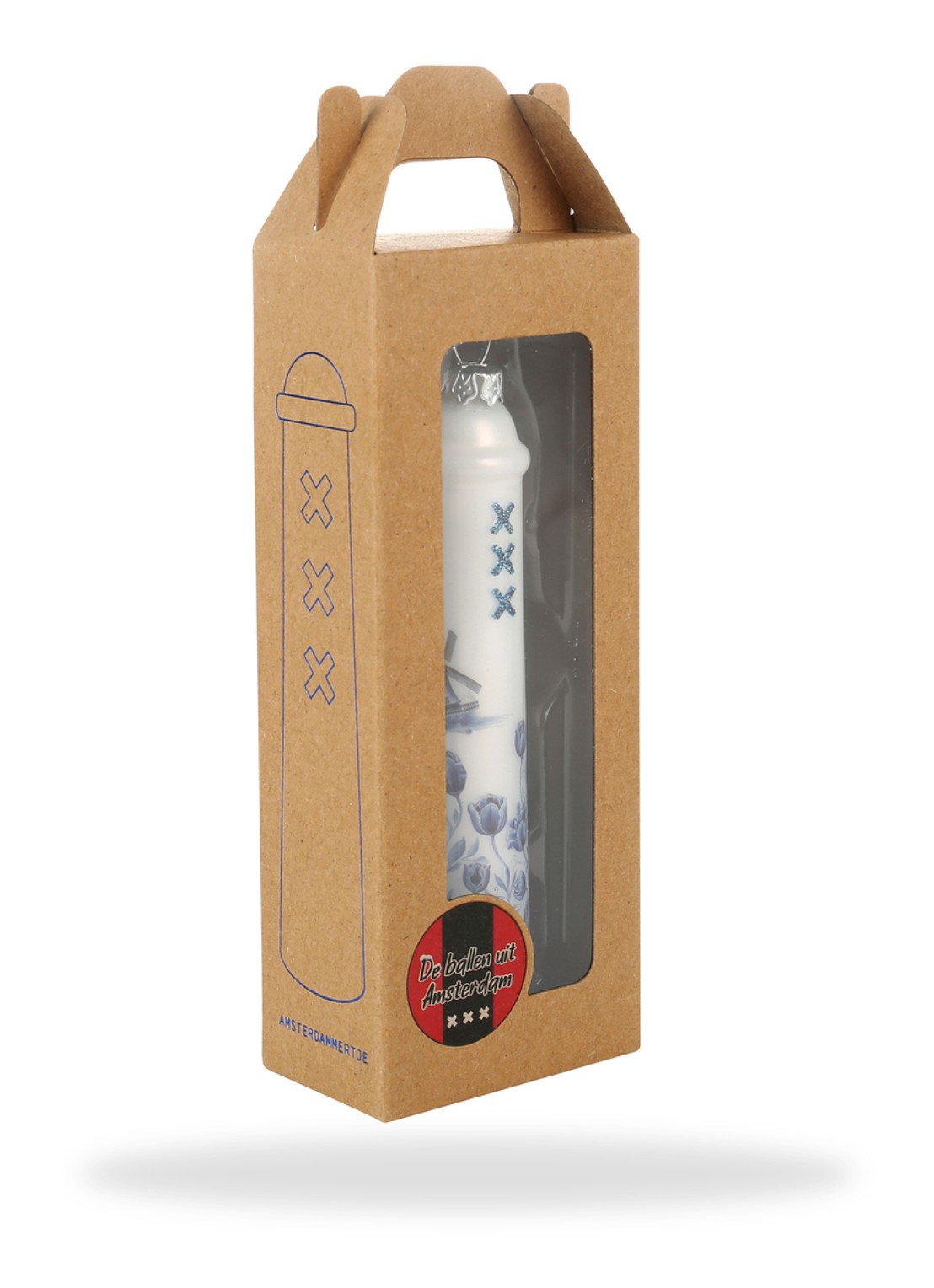 De Ballen Uit Amsterdammertje kersthanger 10,4 cm - achterkant 3 blauw