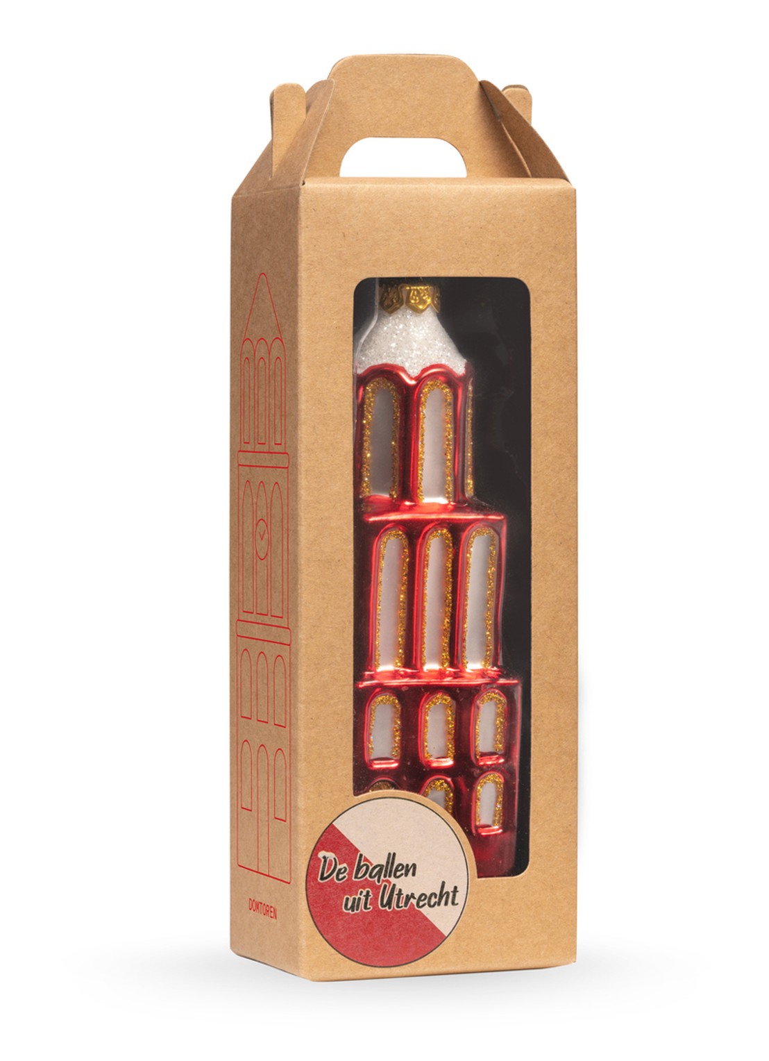 De Ballen Uit Domtoren kersthanger 13,6 cm - achterkant rood