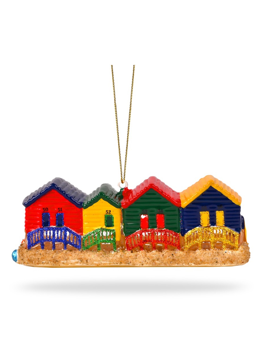 De Ballen Uit Muizenberg Strandhuisjes kersthanger 4,5 cm - voorkant 2 groen