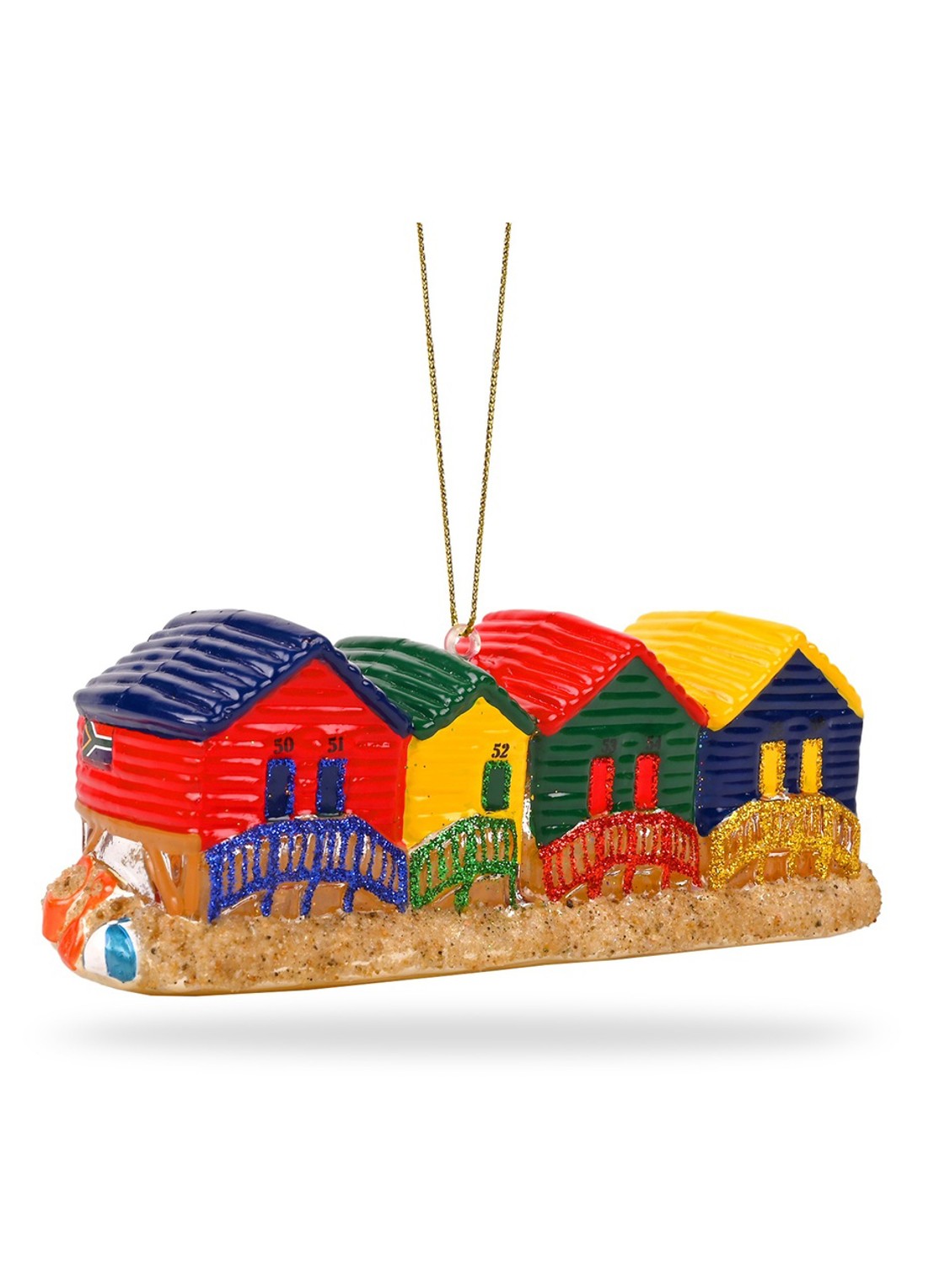 De Ballen Uit Muizenberg Strandhuisjes kersthanger 4,5 cm - voorkant 3 groen
