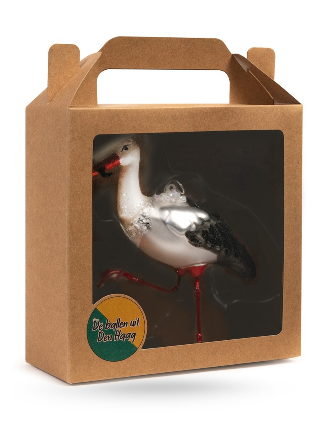 De Ballen Uit Ooievaar kersthanger 13 cm - voorkant 2 zwart