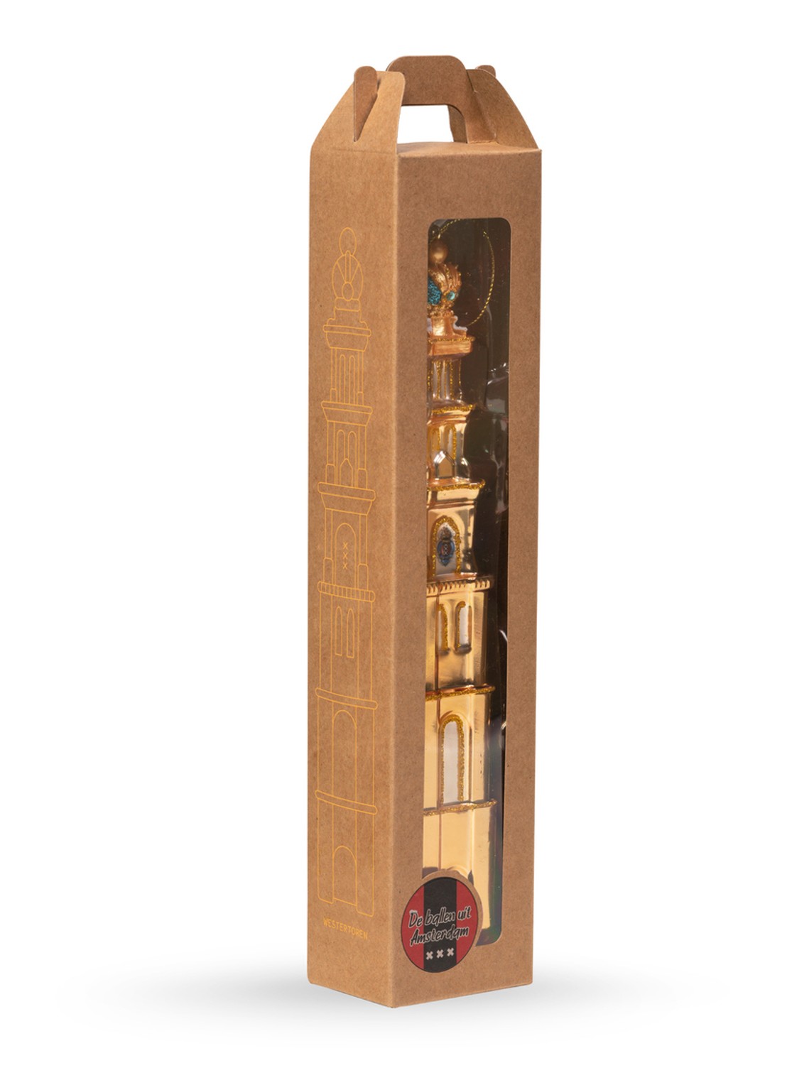 De Ballen Uit Westertoren kersthanger 21,5 cm - achterkant 3 goud