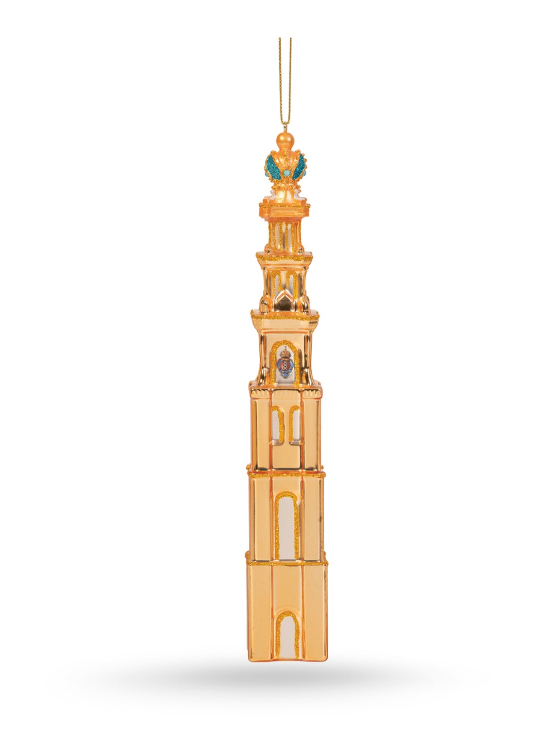 De Ballen Uit Westertoren kersthanger 21,5 cm - voorkant goud