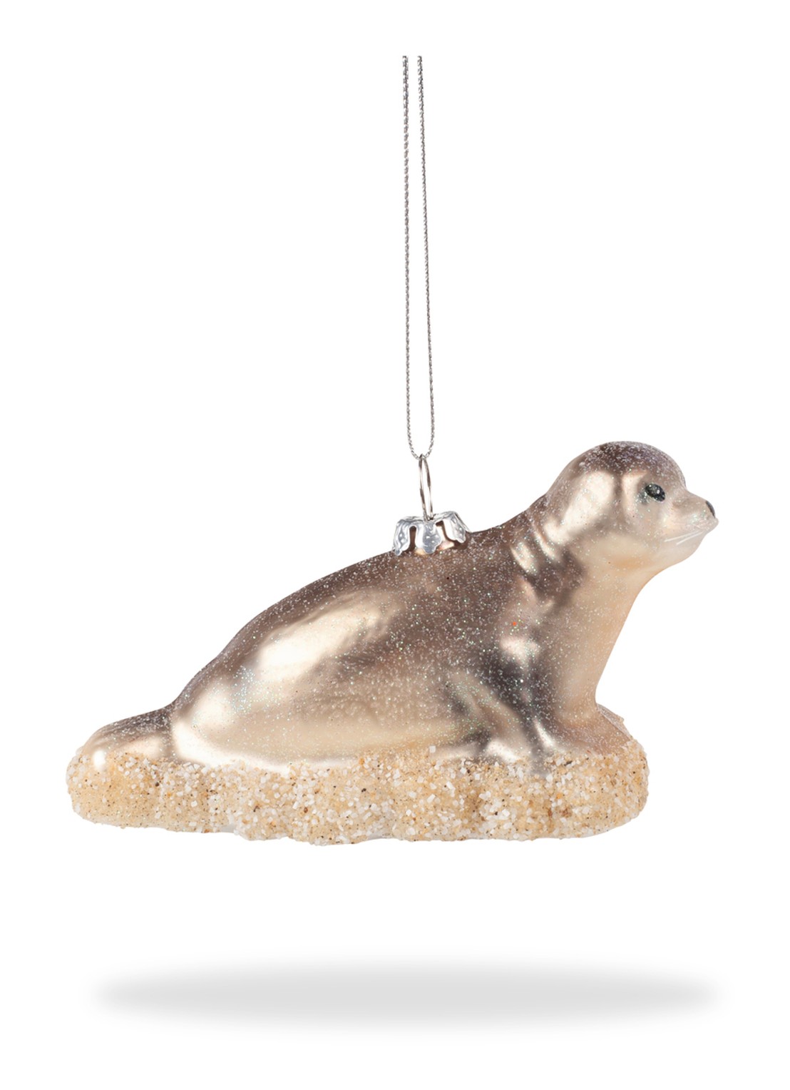 De Ballen Uit Zeehond kersthanger 7 cm - voorkant 2 zand