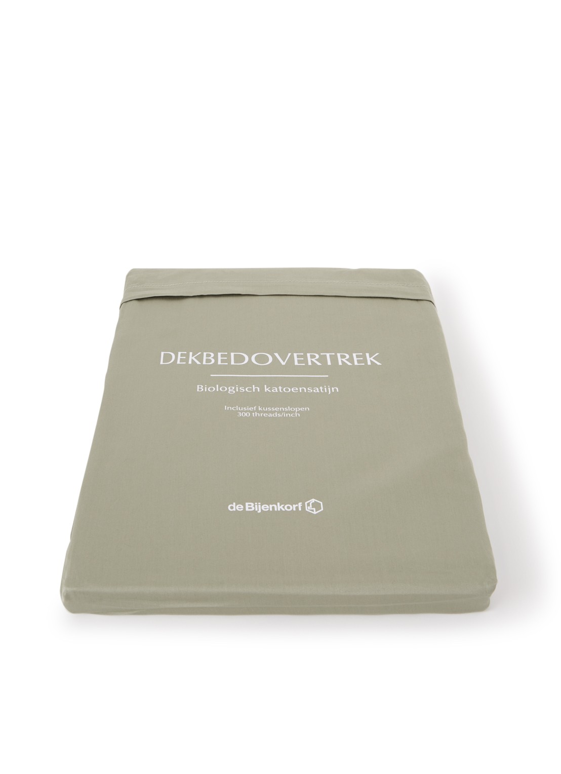 de Bijenkorf Home Dekbedovertrekset van  katoensatijn 300TC - inclusief kussenslopen - detail 2 olijfgroen