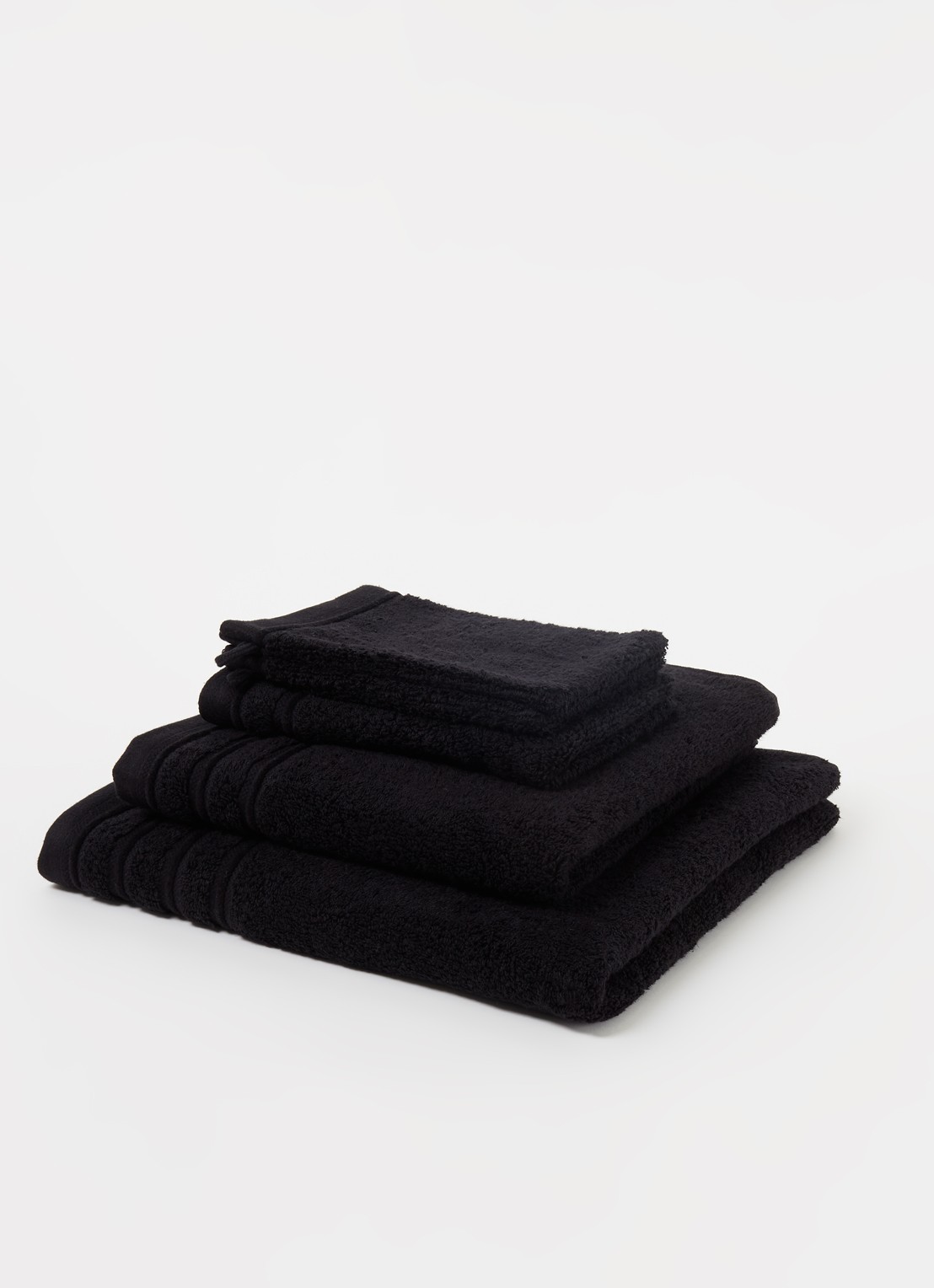 de Bijenkorf Home Evolution washand- 580 gr/m2 - 16 x 21 cm set van 2 - detail zwart