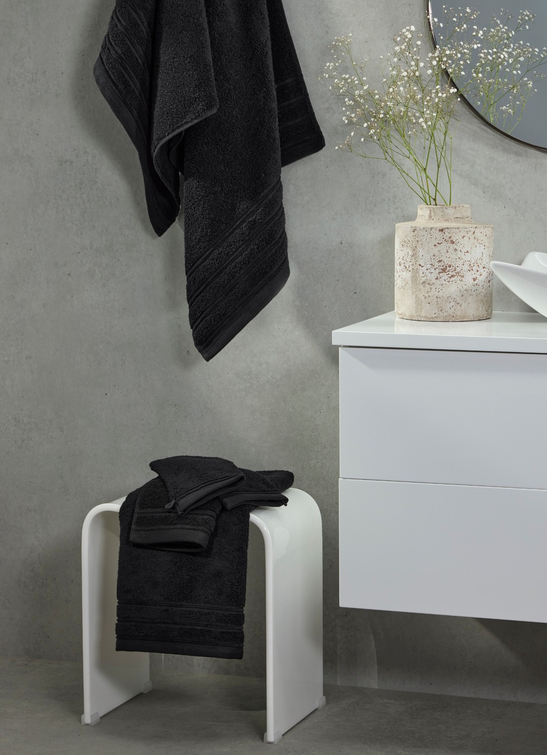 de Bijenkorf Home Evolution washand- 580 gr/m2 - 16 x 21 cm set van 2 - voorkant 4 zwart
