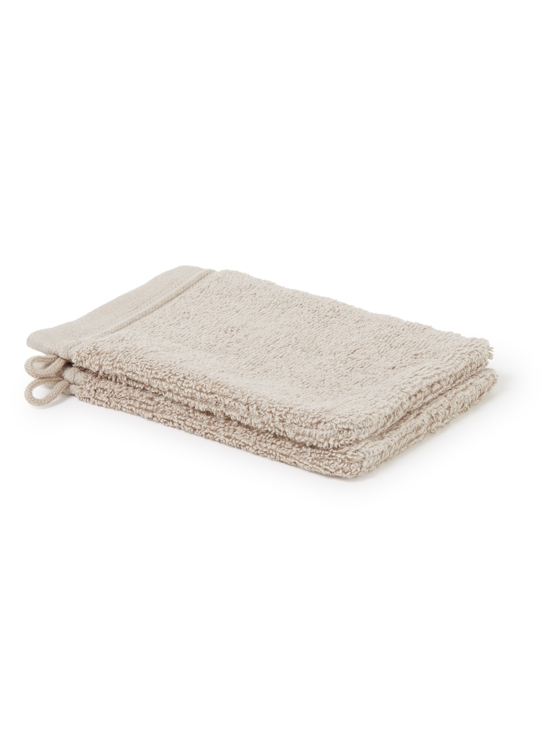 de Bijenkorf Home Evolution washand- 580 gr/m2 - 16 x 21 cm set van 2 - voorkant taupe