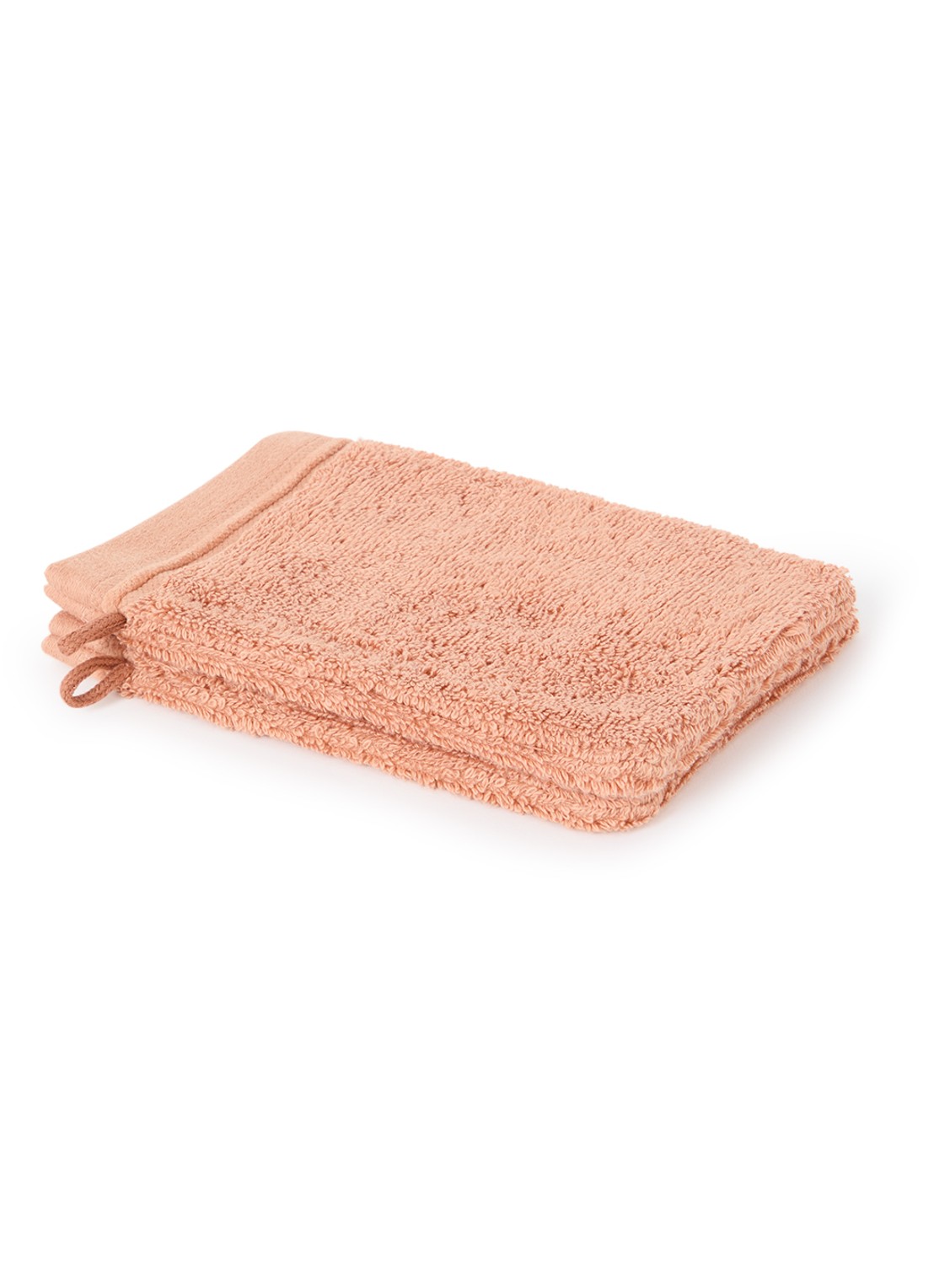 de Bijenkorf Home Evolution washand- 580 gr/m2 - 16 x 21 cm set van 2 - voorkant 2 oranjebruin