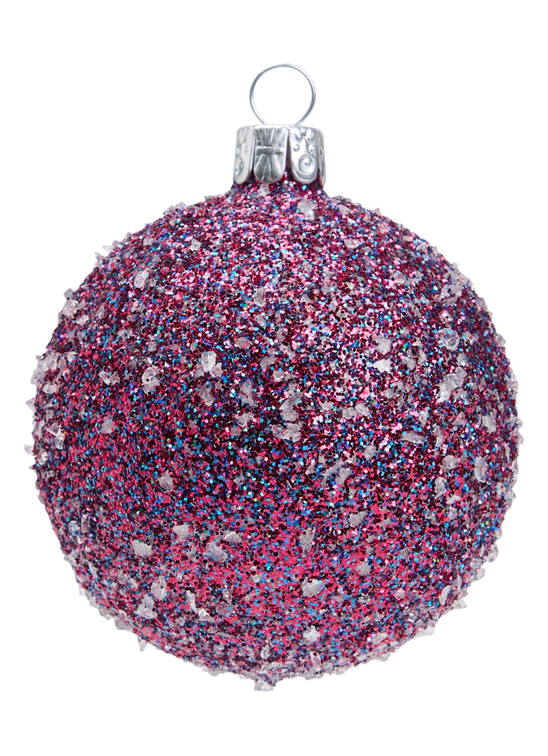 de Bijenkorf Home Glitter kerstbal 7 cm - voorkant paars