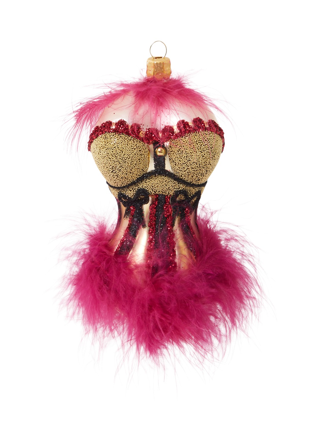 de Bijenkorf Home Korset kersthanger 13 cm - voorkant fuchsia