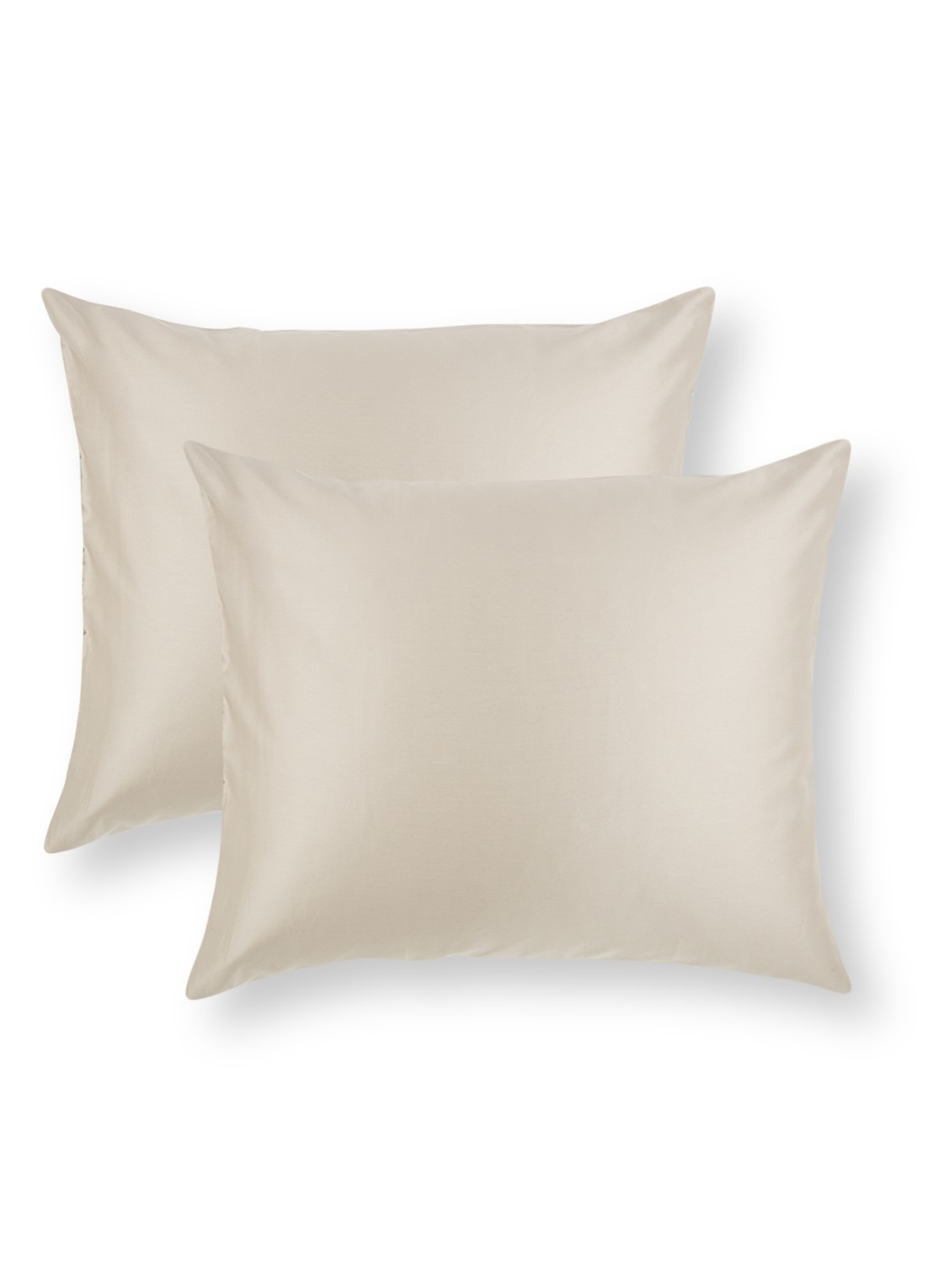 de Bijenkorf Home  kussensloop van  katoensatijn 300TC in 2-pack - voorkant taupe