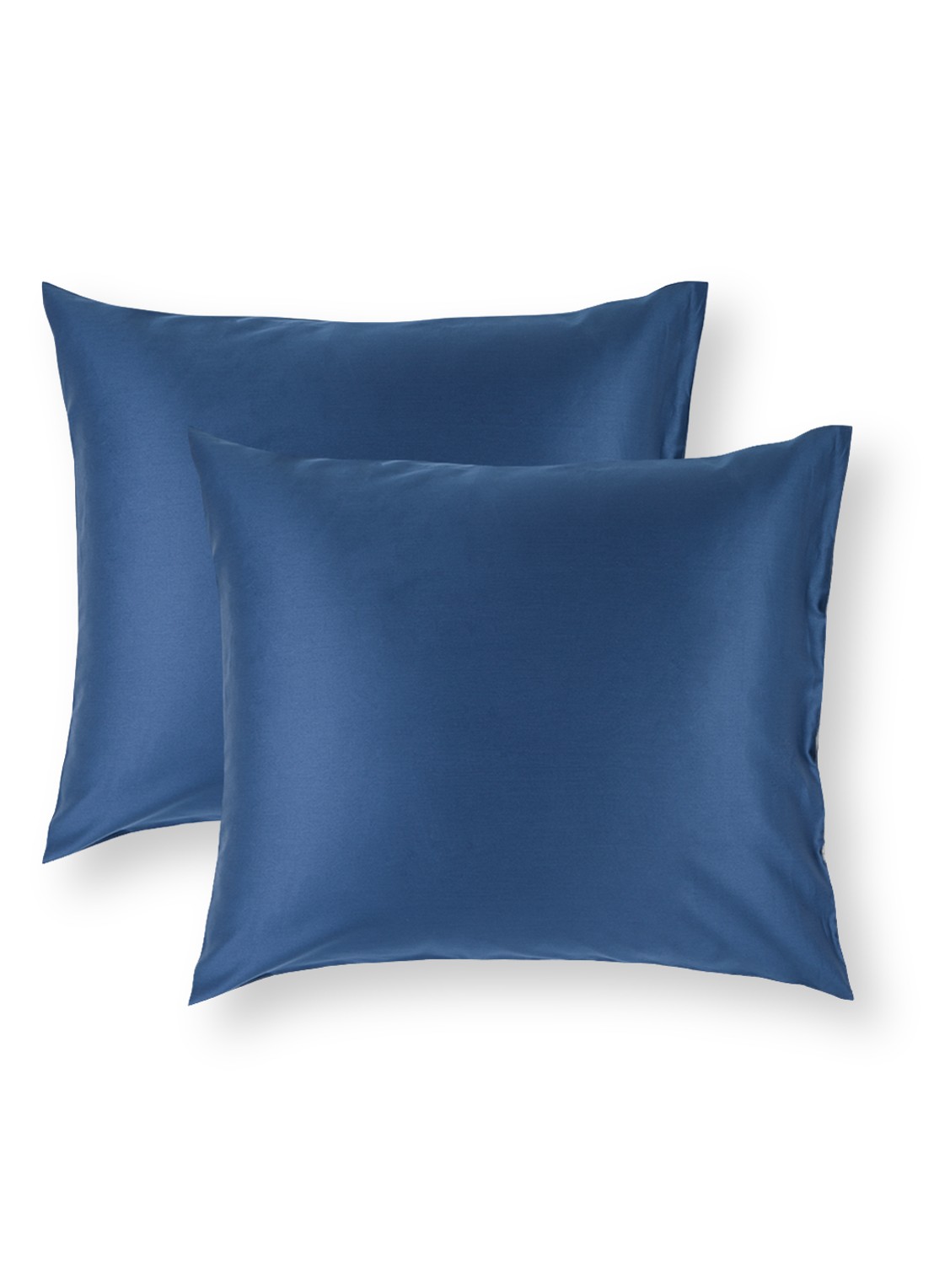 de Bijenkorf Home  kussensloop van  katoensatijn 300TC in 2-pack - voorkant blauw