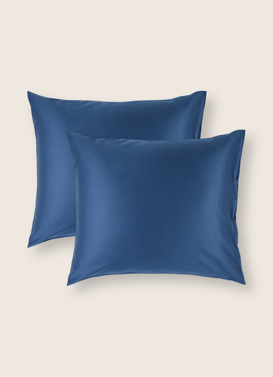 de Bijenkorf Home  kussensloop van  katoensatijn 300TC in 2-pack - voorkant 2 blauw