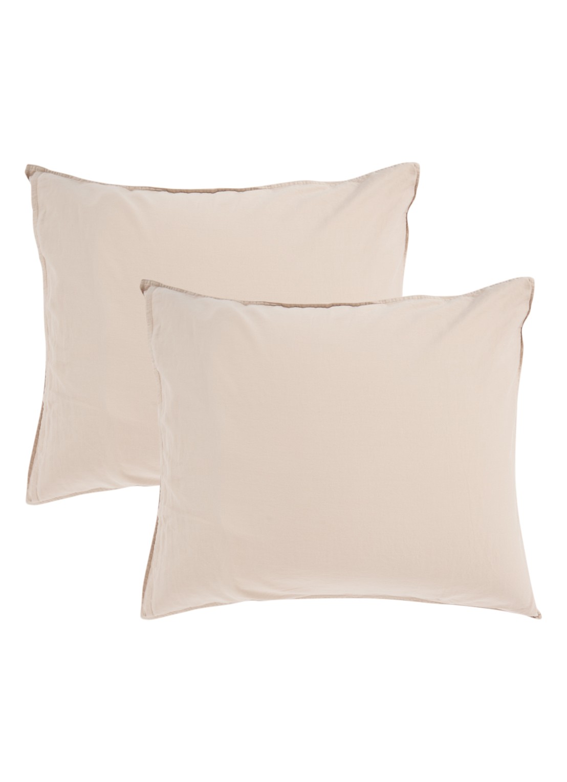 de Bijenkorf Home Kussensloop van  katoensatijn 300TC in 2-pack - voorkant beige