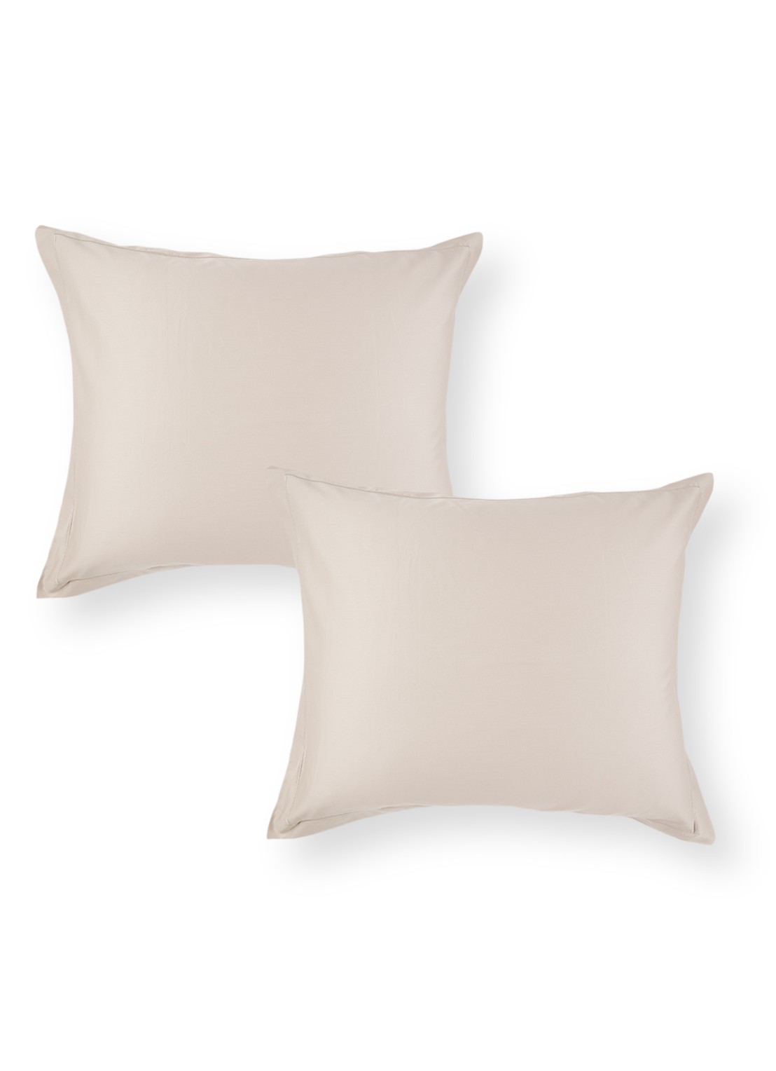 de Bijenkorf Home  kussensloop van  katoensatijn 400TC in 2-pack - voorkant zand