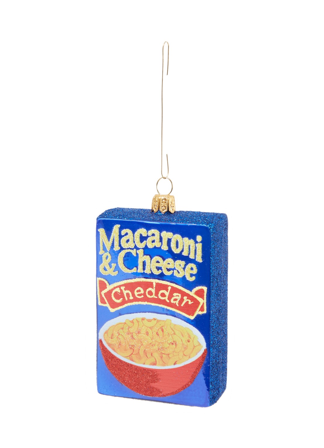 de Bijenkorf Home Macaroni en Kaas Verpakking kersthanger 9 cm - voorkant blauw