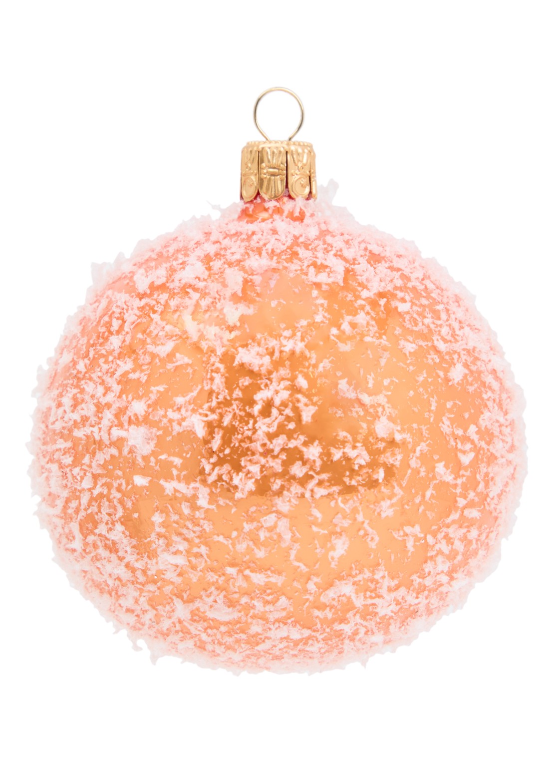 de Bijenkorf Home Sneeuw kerstbal 8 cm - voorkant 2 orange