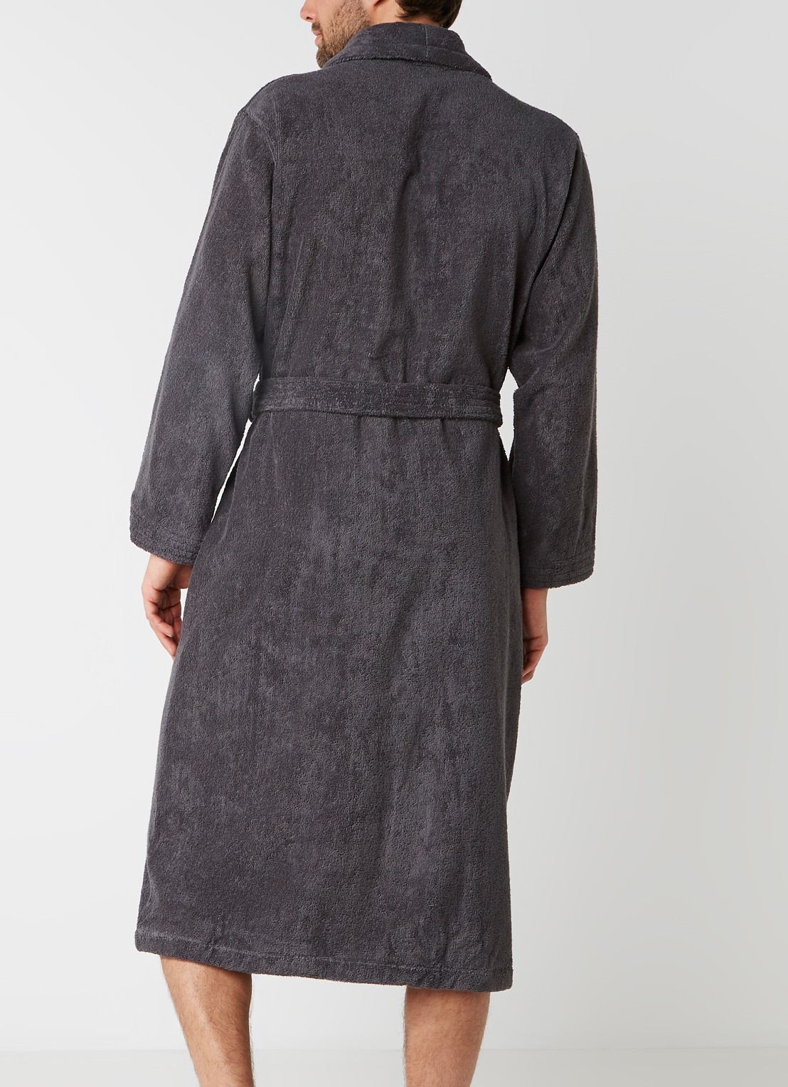 de Bijenkorf Home  Softness badjas van  katoen - unisex - achterkant 4 antraciet