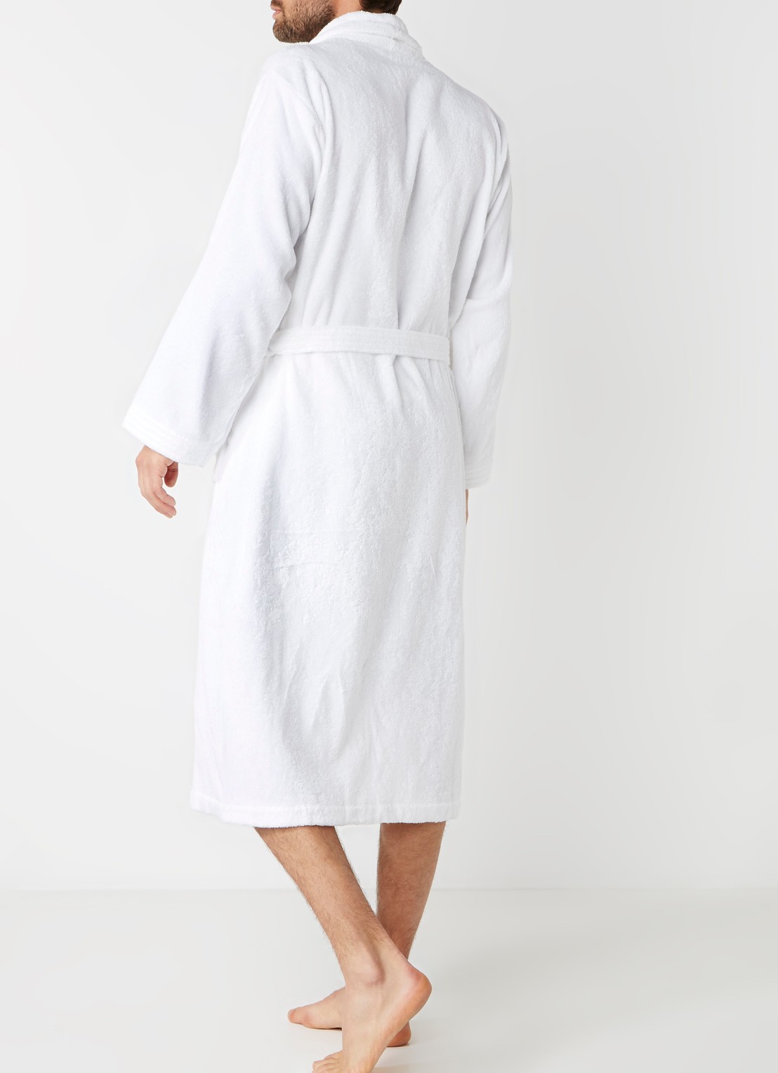 de Bijenkorf Home  Softness badjas van  katoen - unisex - achterkant wit