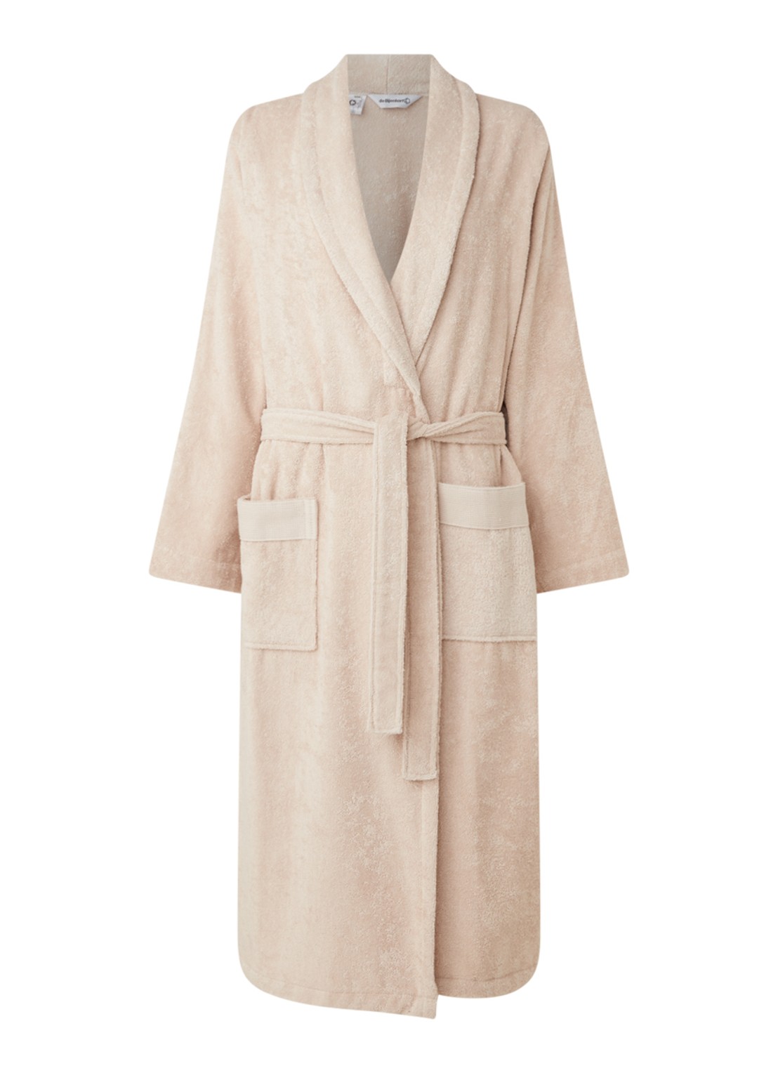 de Bijenkorf Home  Softness badjas van  katoen - unisex - voorkant 2 beige