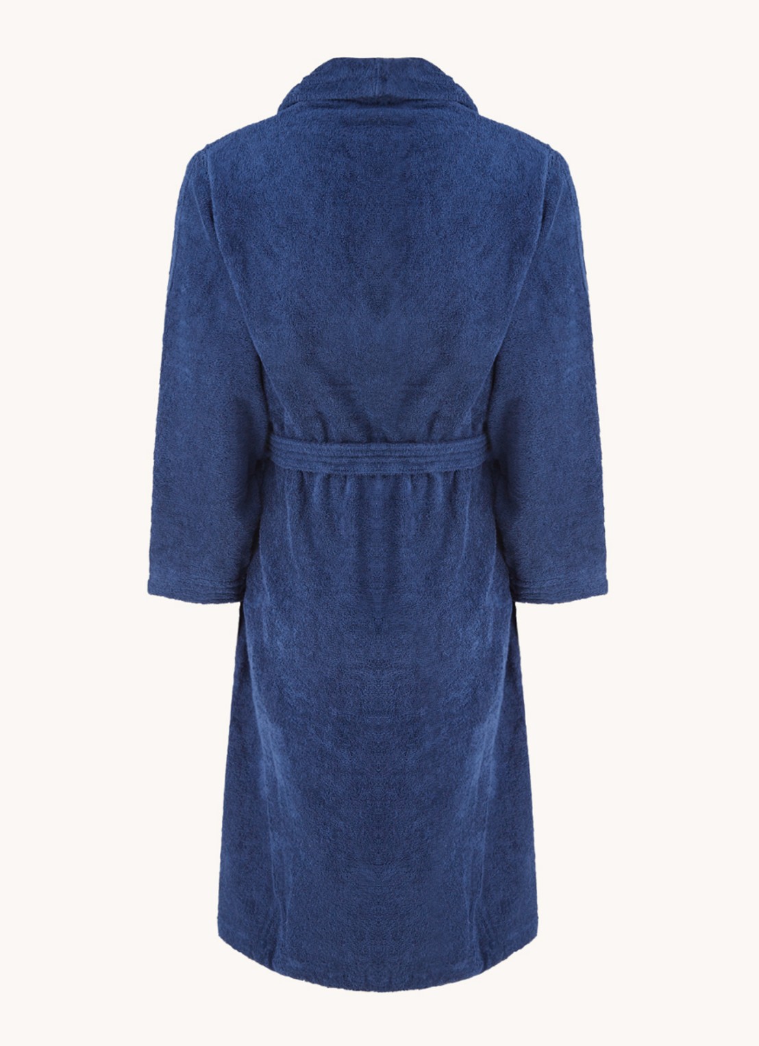 de Bijenkorf Home  Softness badjas van  katoen - unisex - achterkant donkerblauw