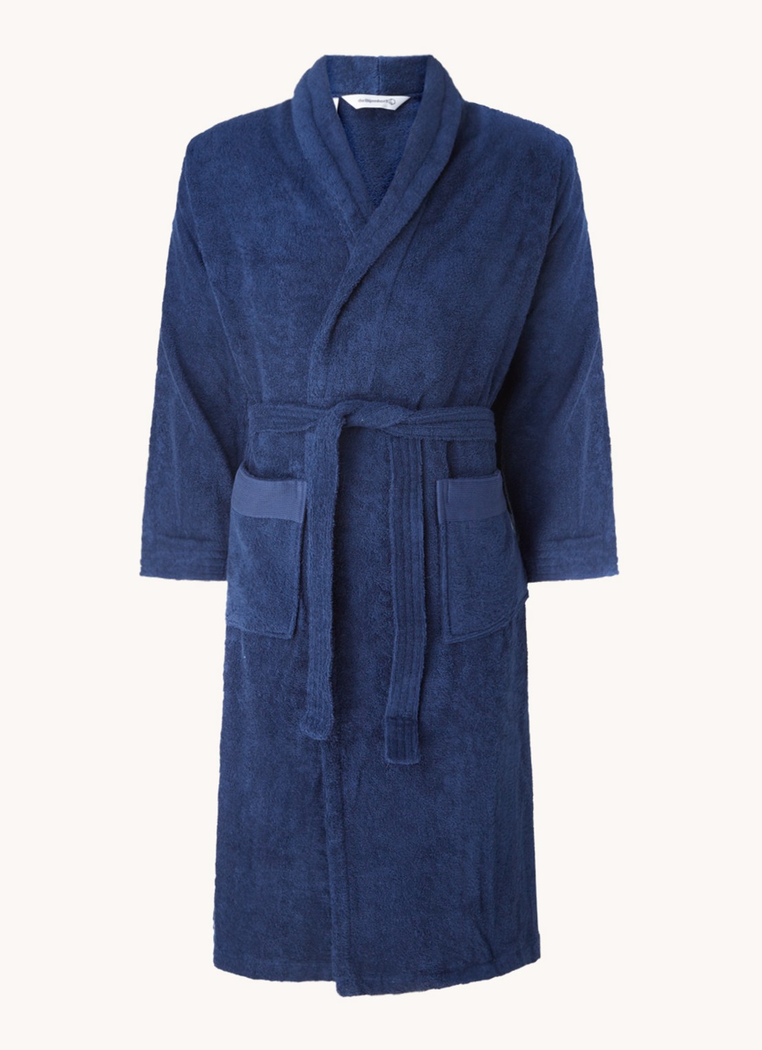 de Bijenkorf Home  Softness badjas van  katoen - unisex - voorkant 3 donkerblauw