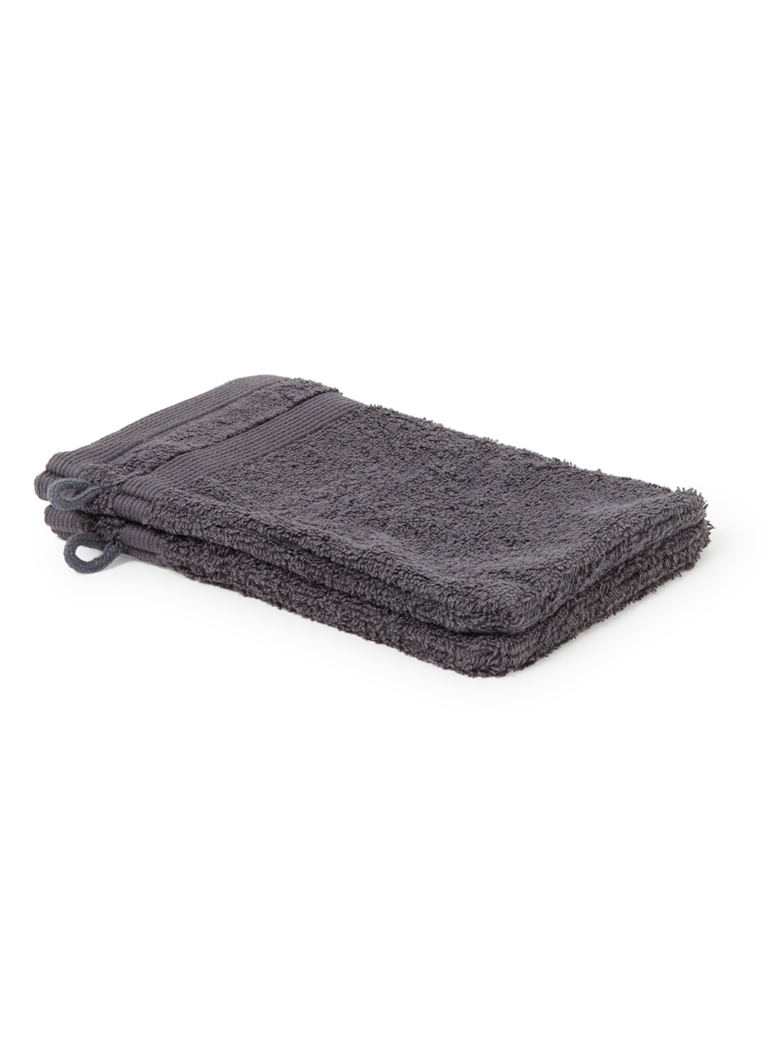 de Bijenkorf Home  Softness washand - 600 gr/m2 - 16 x 21 cm set van 2 - voorkant antraciet