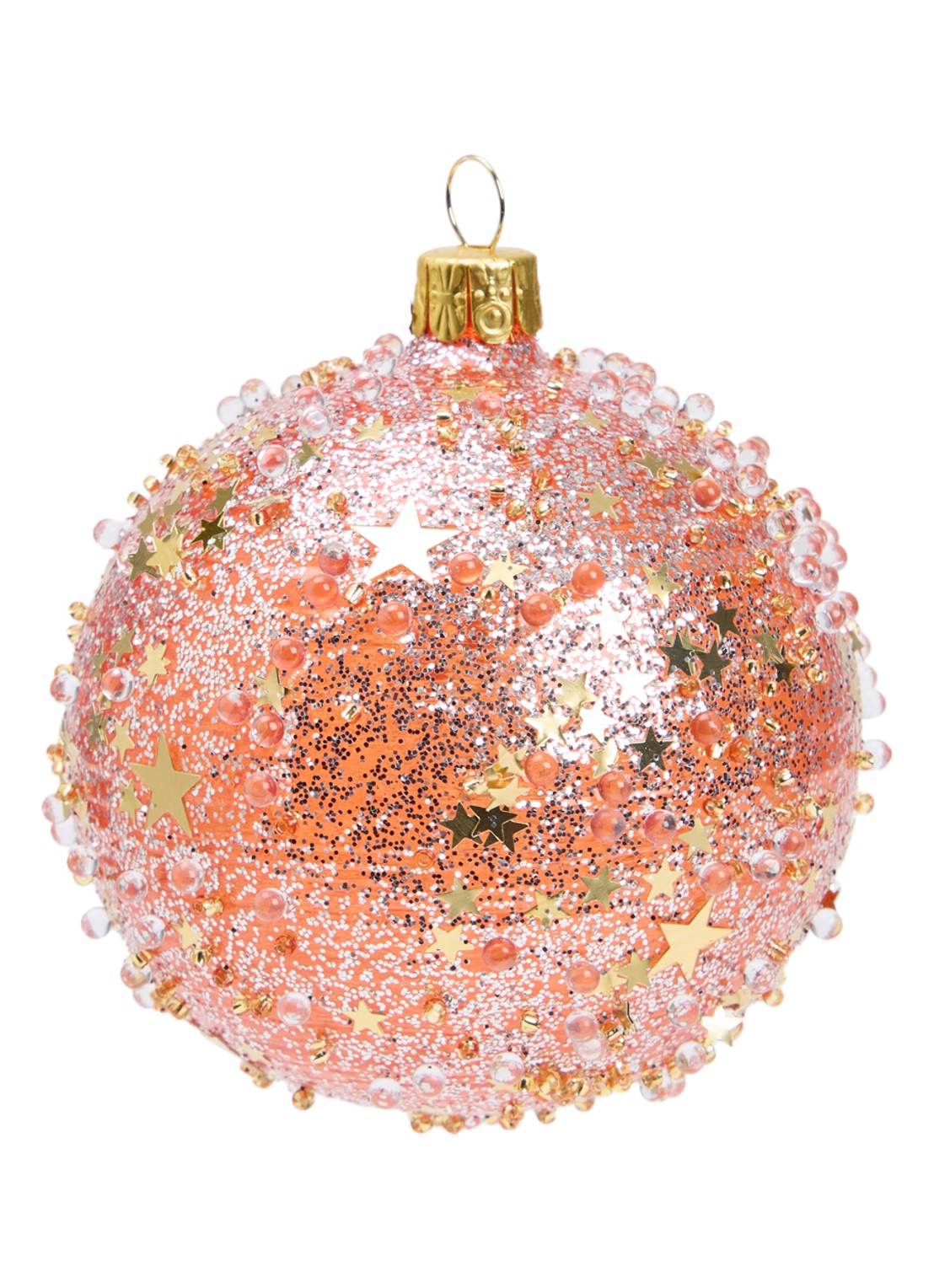 de Bijenkorf Home Sterren Oranje kerstbal 8 cm - voorkant orange