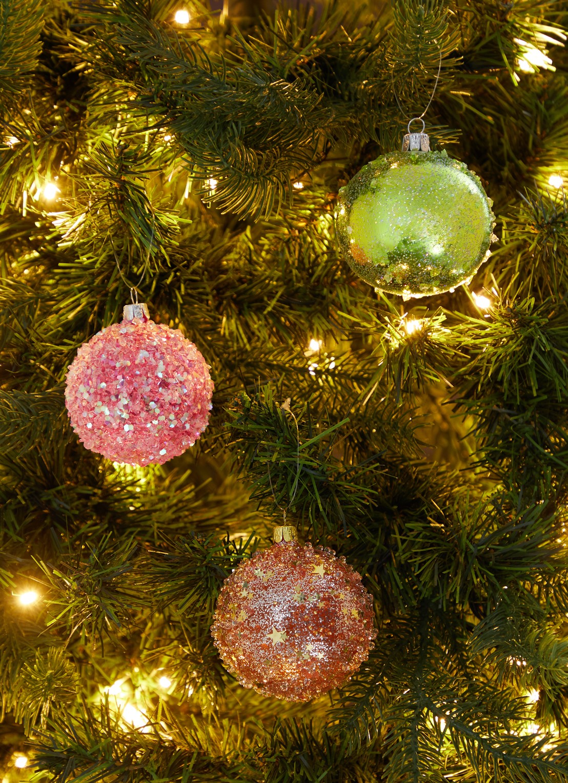 de Bijenkorf Home Sterren Oranje kerstbal 8 cm - voorkant 2 orange