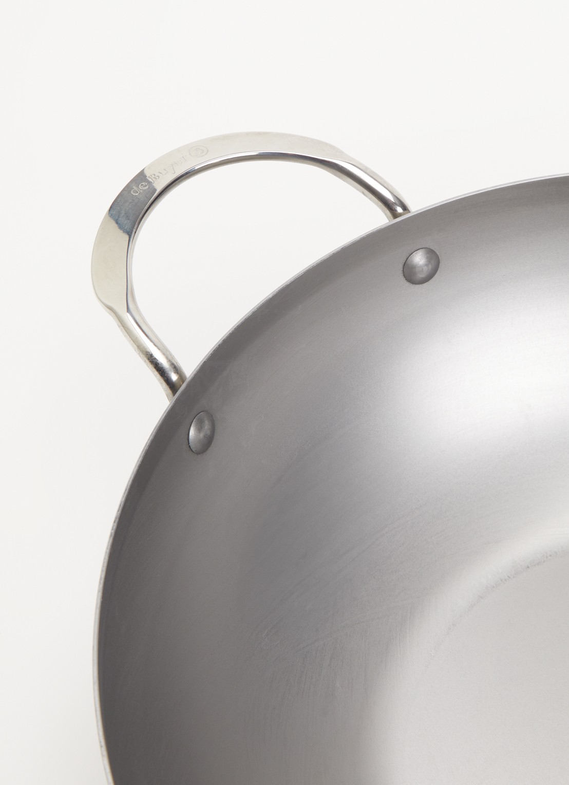 De Buyer Mineral B wokpan Ø32 cm - detail 2 zilver