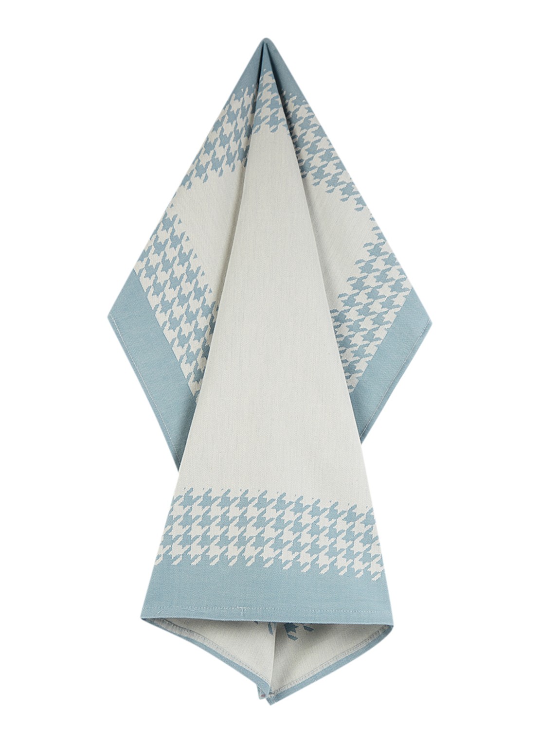 De Witte Lietaer Pied De Poule theedoek van katoen 66 x 66 cm - voorkant lichtblauw