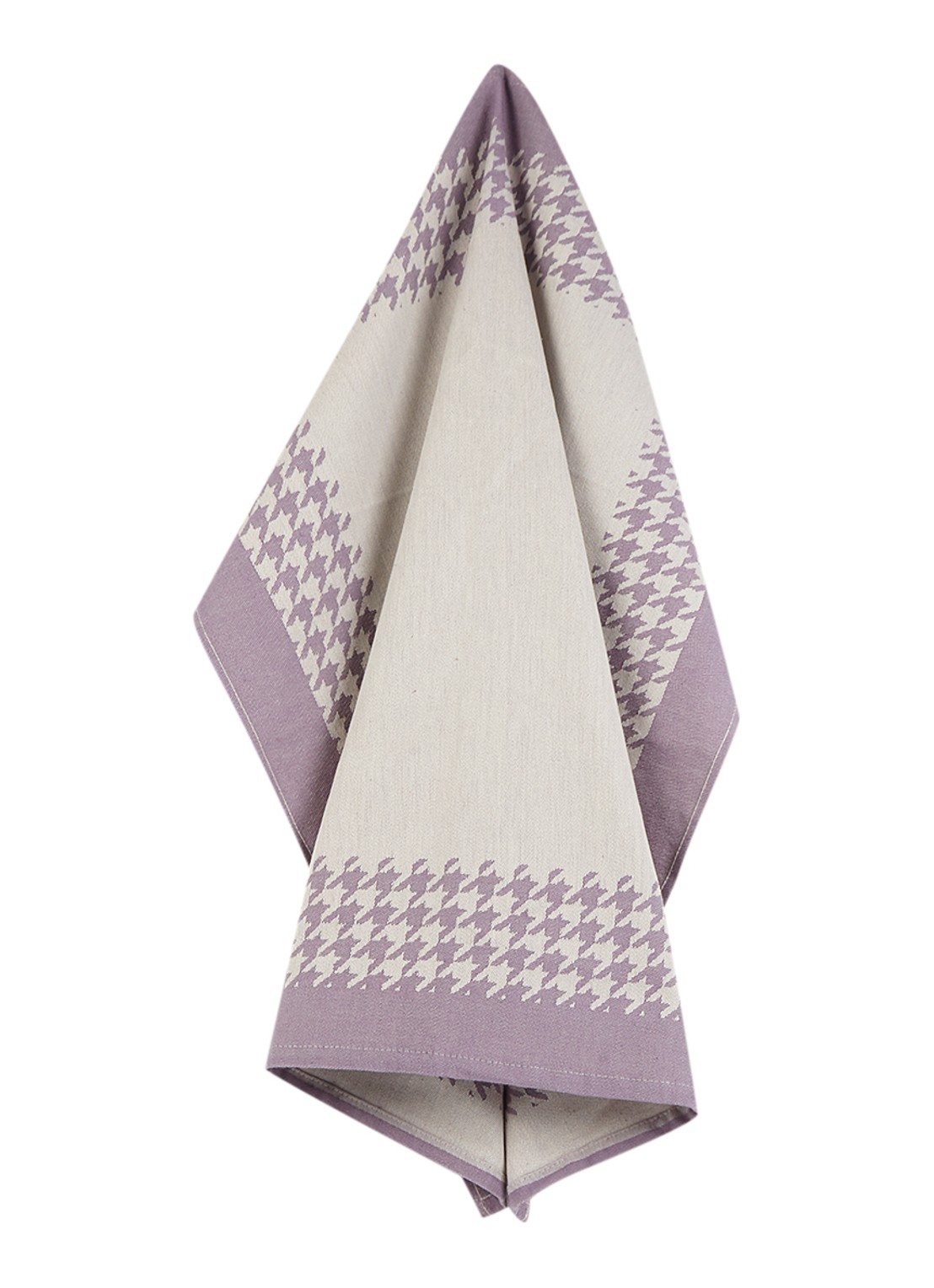De Witte Lietaer Pied De Poule theedoek van katoen 66 x 66 cm - voorkant lavendel
