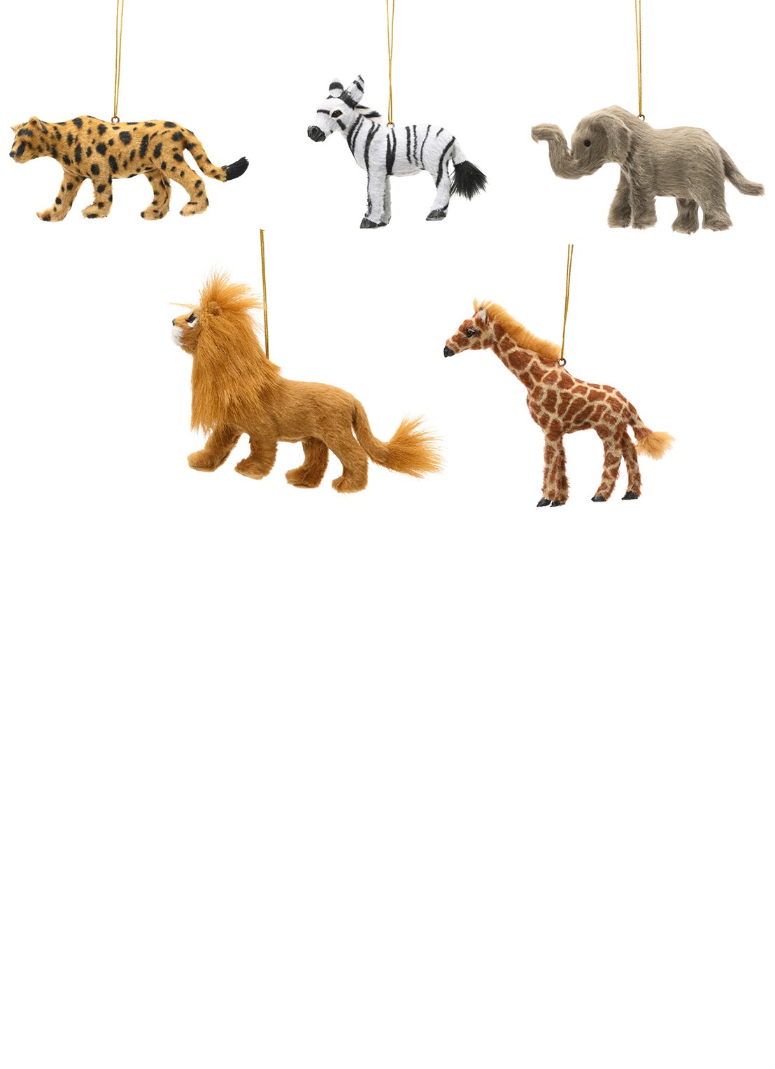 Decoris Dieren kersthanger 8,5 cm set van 4  - voorkant camel